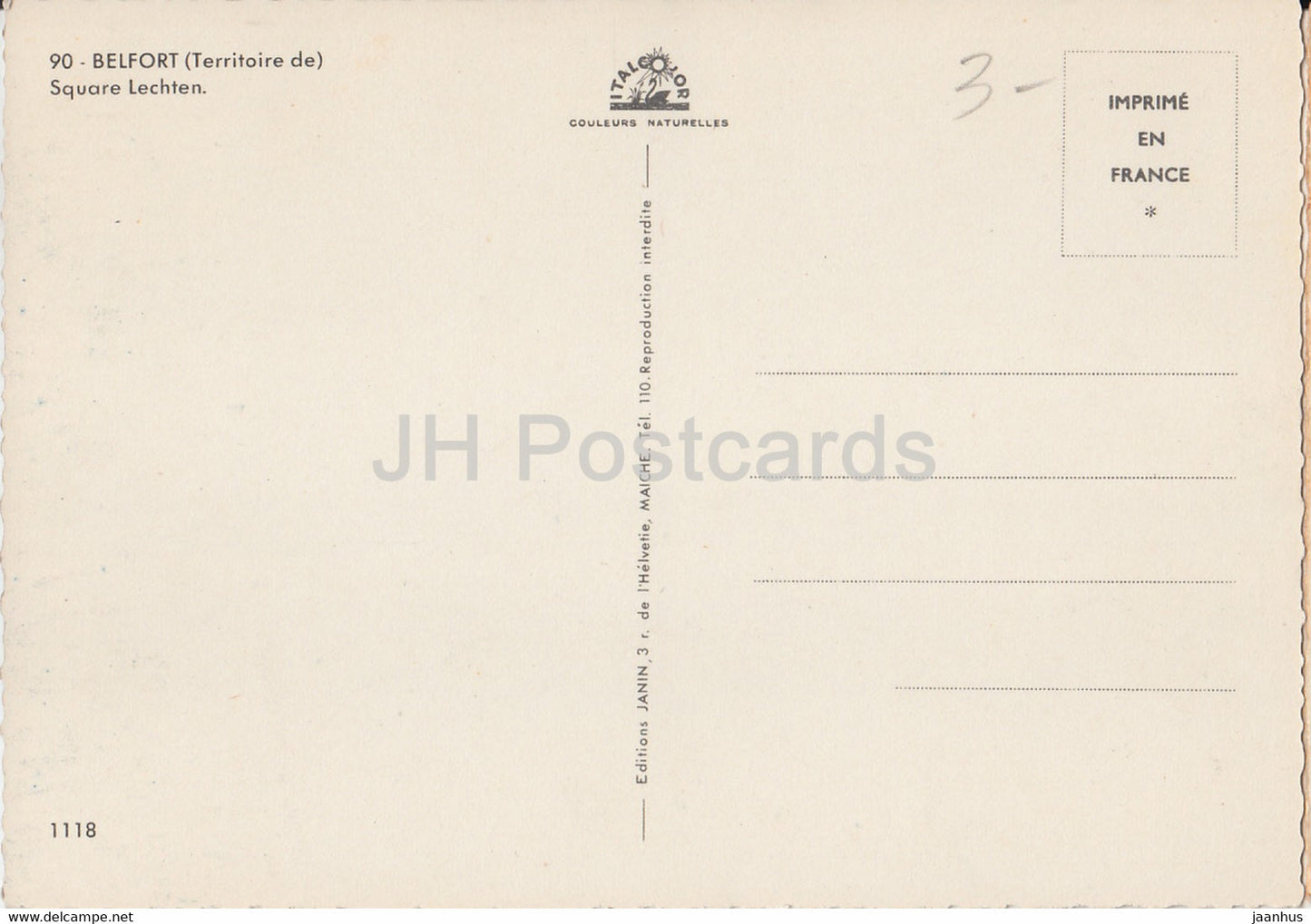 Belfort - Square Lechten - France - unused