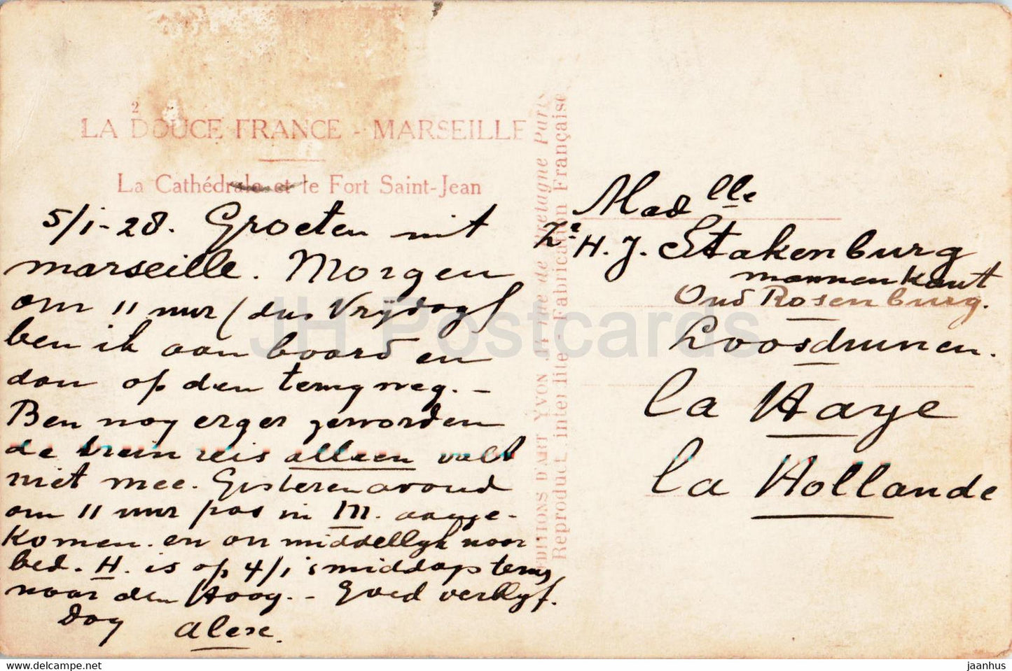 Marseille - La Cathedrale et le Fort Saint Jean - cathedral - 2 - old postcard - France - used