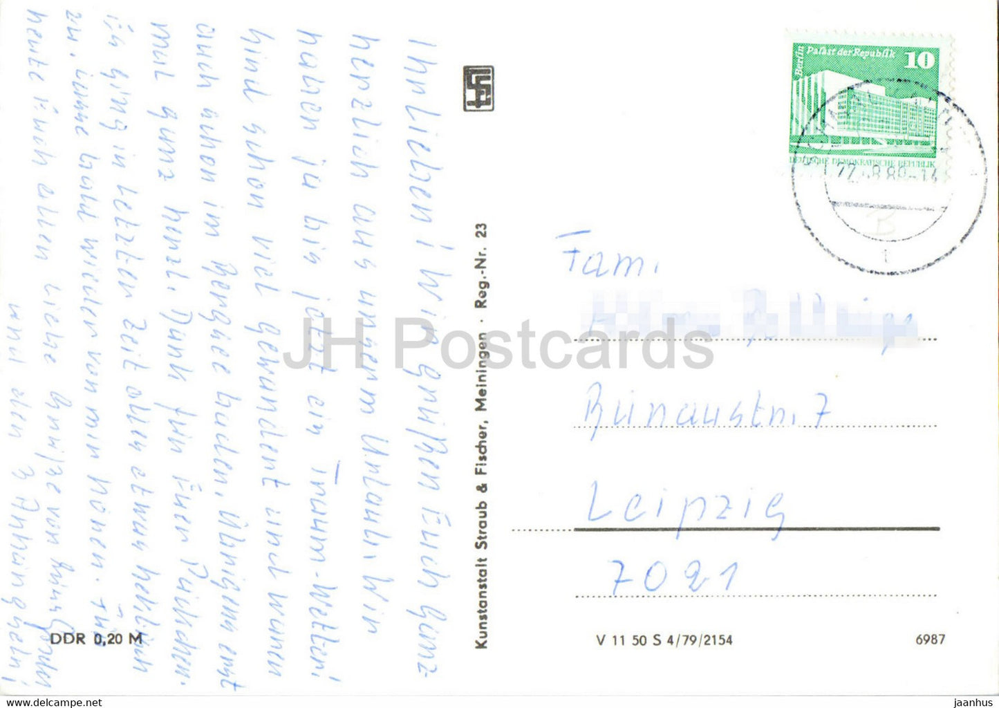 Schmalkalden - Altmarkt - Lutherhaus - Rathaus - restaurant - Pulverturm - 1988 - Germany DDR - used