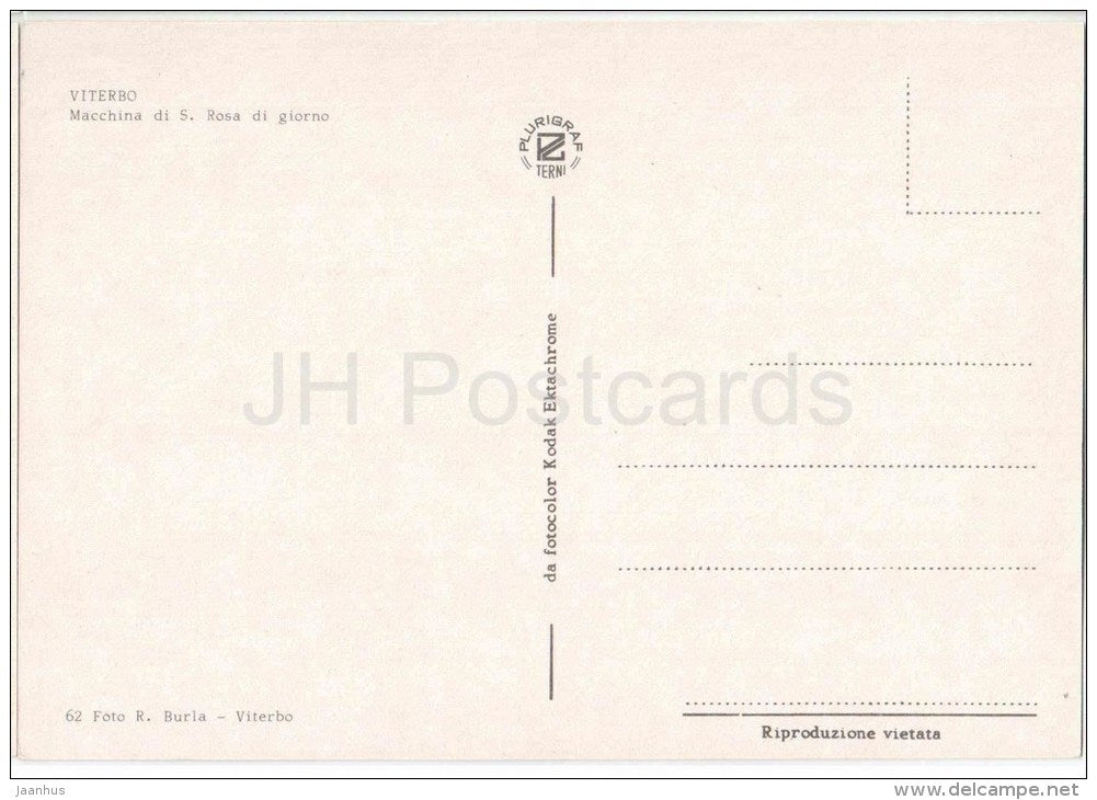 Macchina di S. Rosa di giorno - church - Viterbo - Lazio - 62 - Italia - Italy - unused - JH Postcards