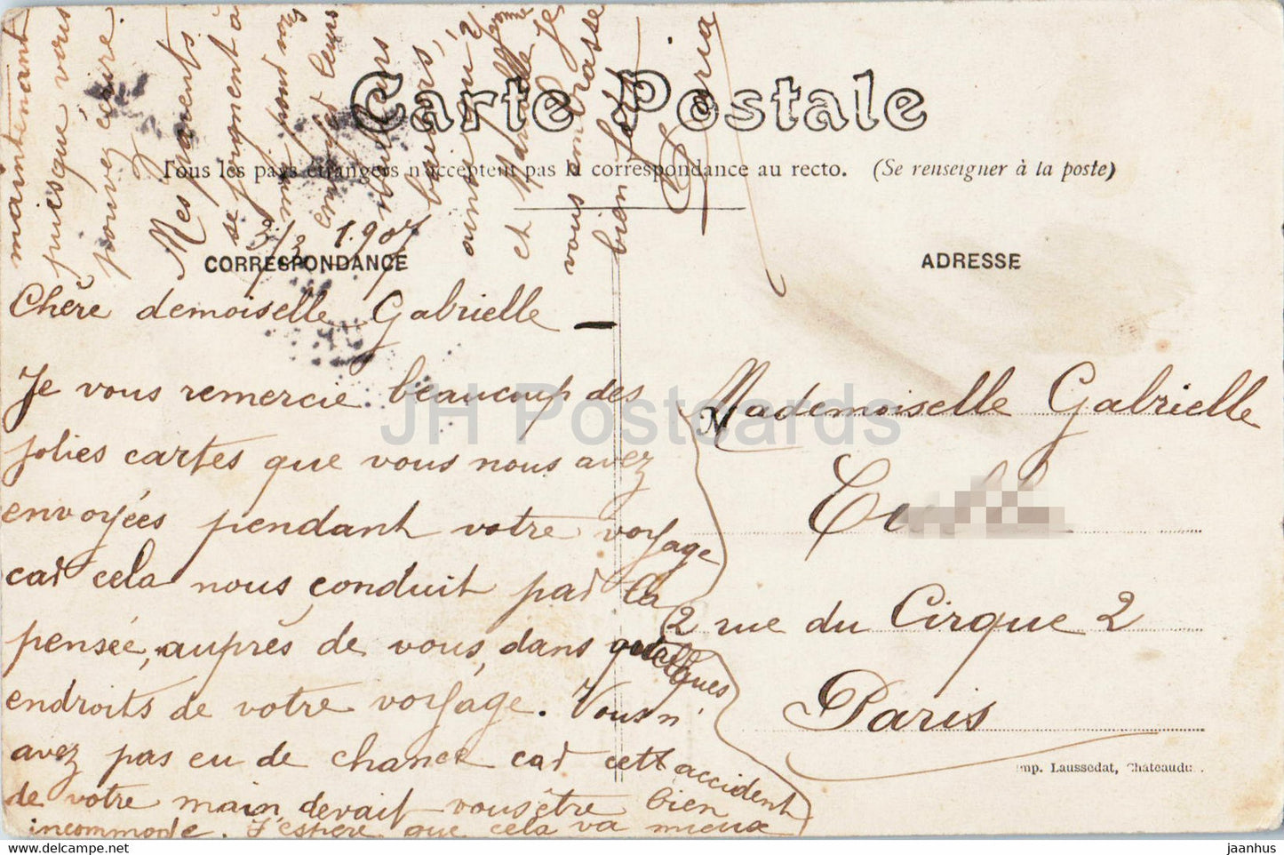 Souvenir de Chateaudun - carte postale ancienne - 1907 - France - occasion