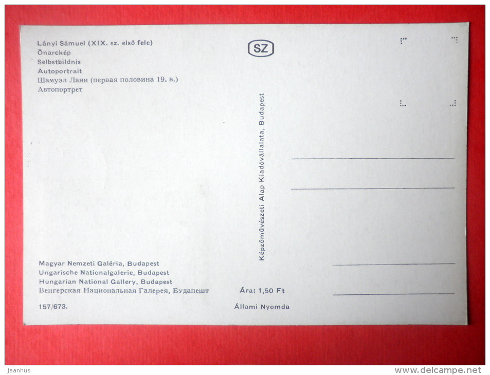 Maximum Card - painting by Lanyi Samuel , Self-Portrait - 1967 - Hungary - unused - JH Postcards