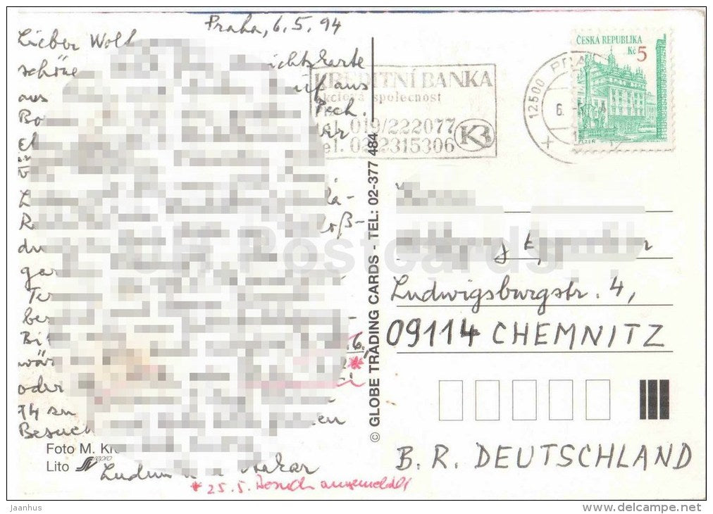 Praha - Prague - Charles Bridge - Czech Republic - used 1994 - JH Postcards