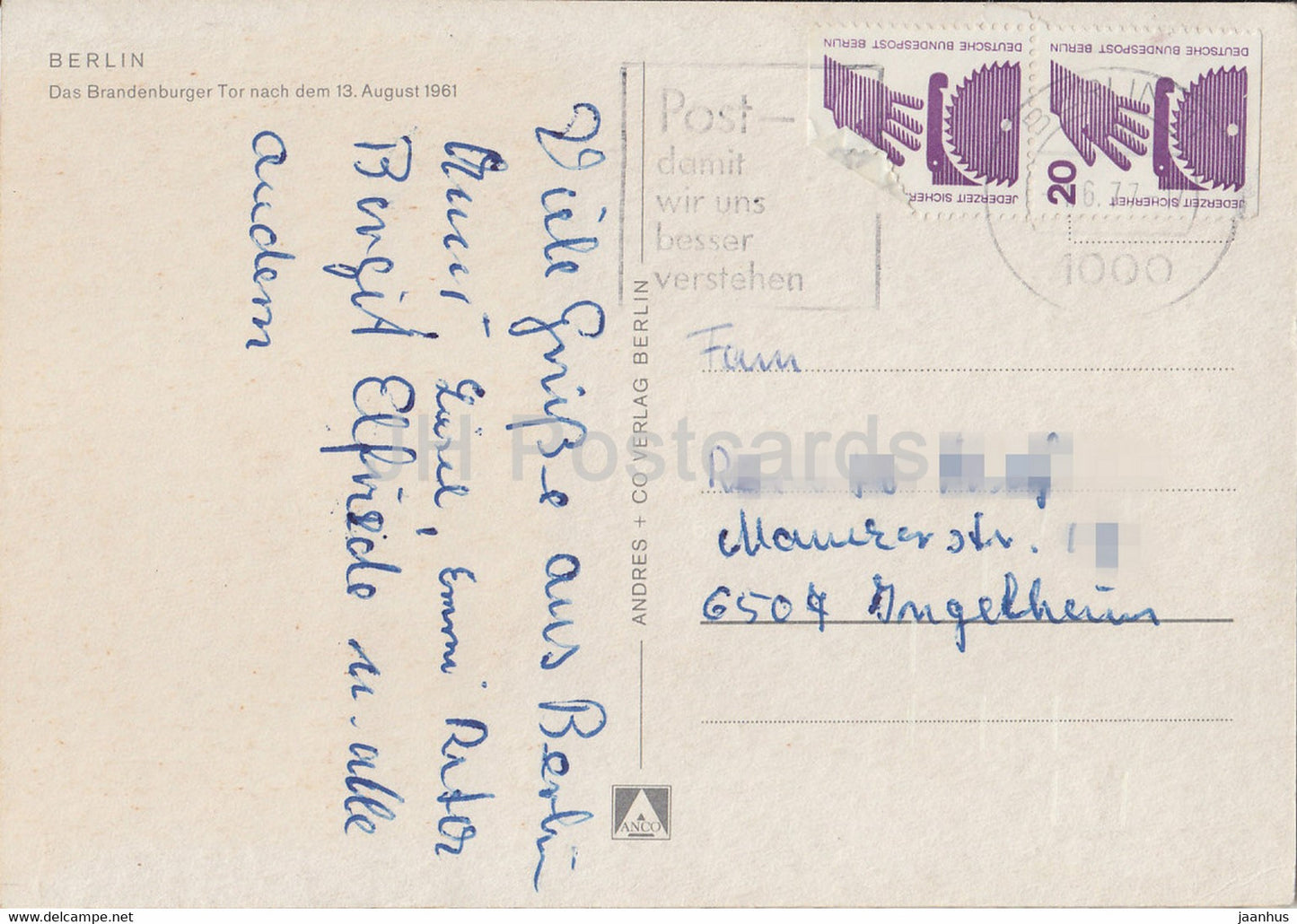 Berlin - Das Branderburger Tor nach dem 13. August 1961 - 1977 - Deutschland - gebraucht