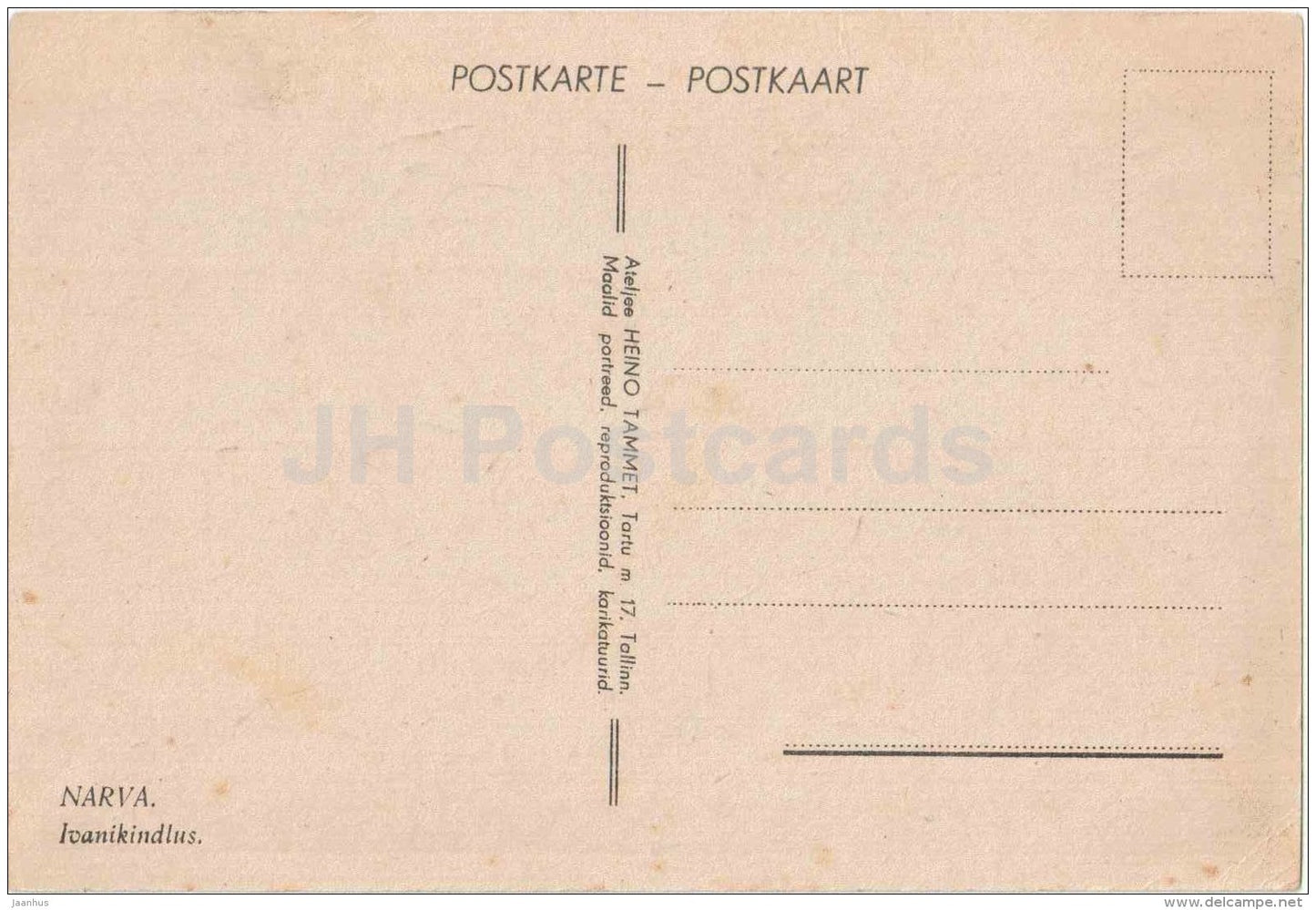 Jaanilinn castle - Ivanikindlus - Narva - on thin paper - old postcard - Estonia - unused - JH Postcards