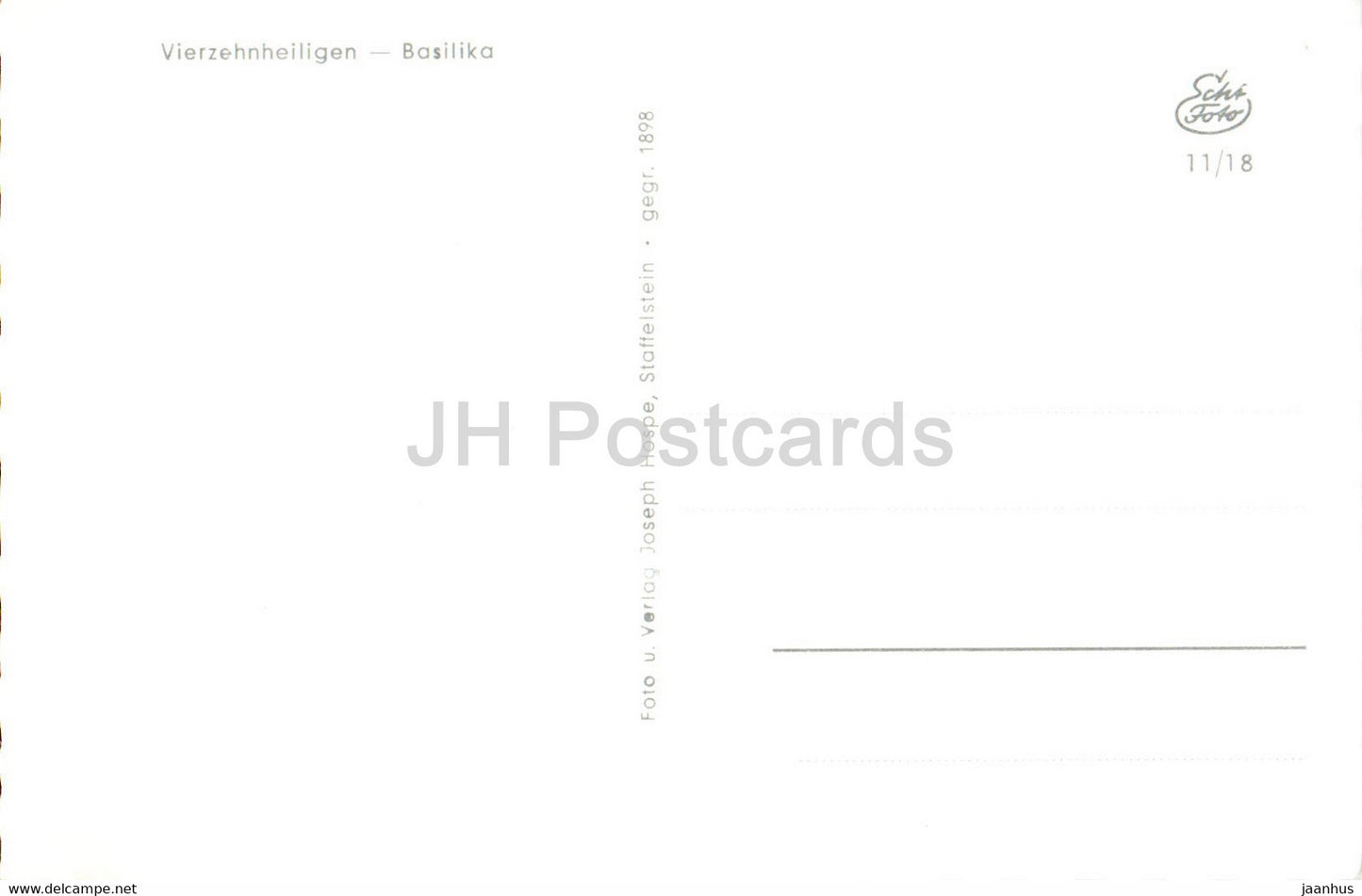 Vierzehnheiligen - Basilique - cathédrale - carte postale ancienne - Allemagne - inutilisée