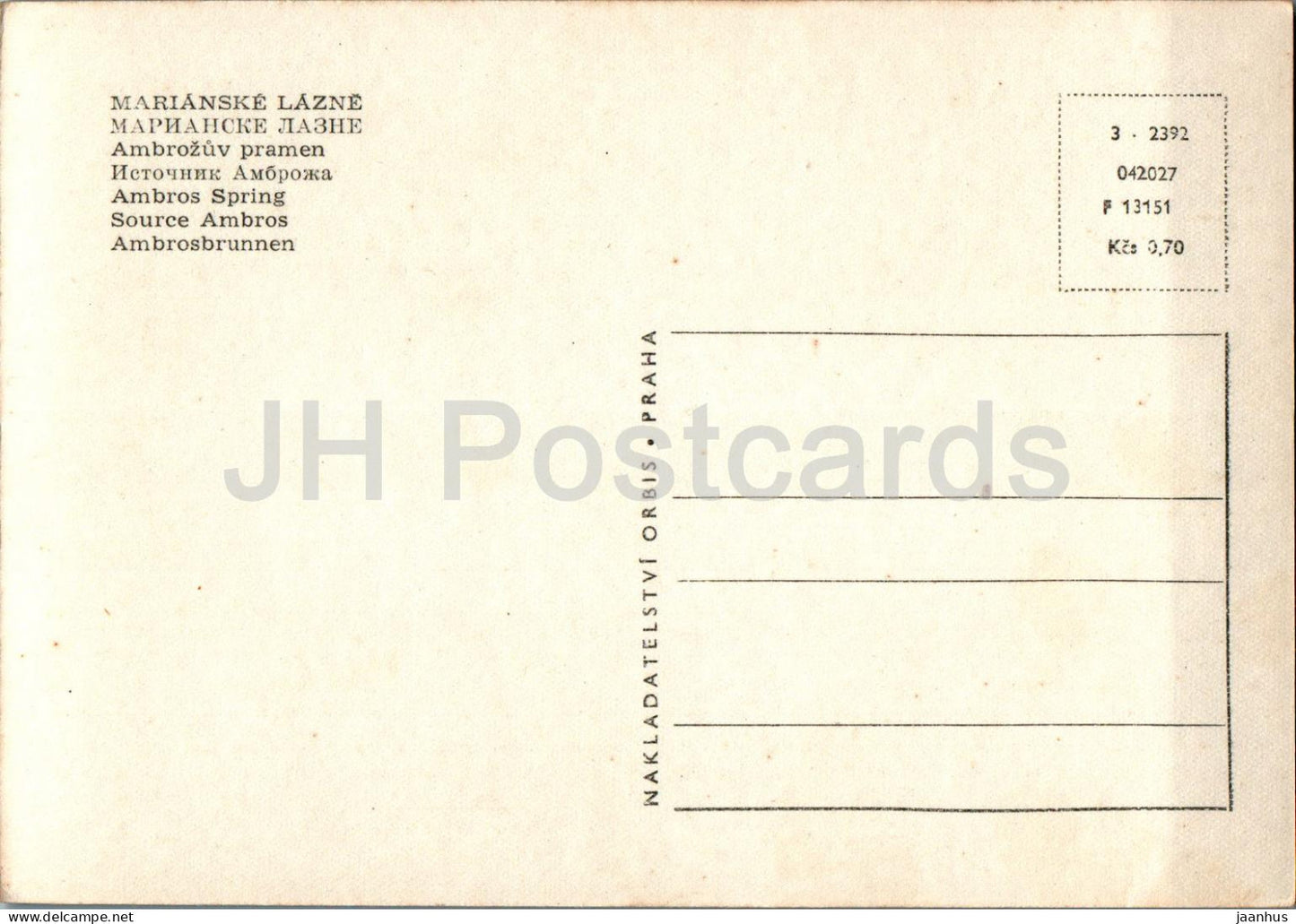 Marianske Lazne - Ambrozuv Pramen - Ambros Spring - République tchèque - Tchécoslovaquie - inutilisé