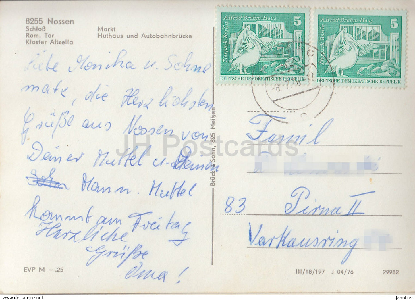 Nossen - Schloss - Rom Tor - Kloster Altzella - Markt - Huthaus und Autobahnbrucke - 1976 - Germany - used