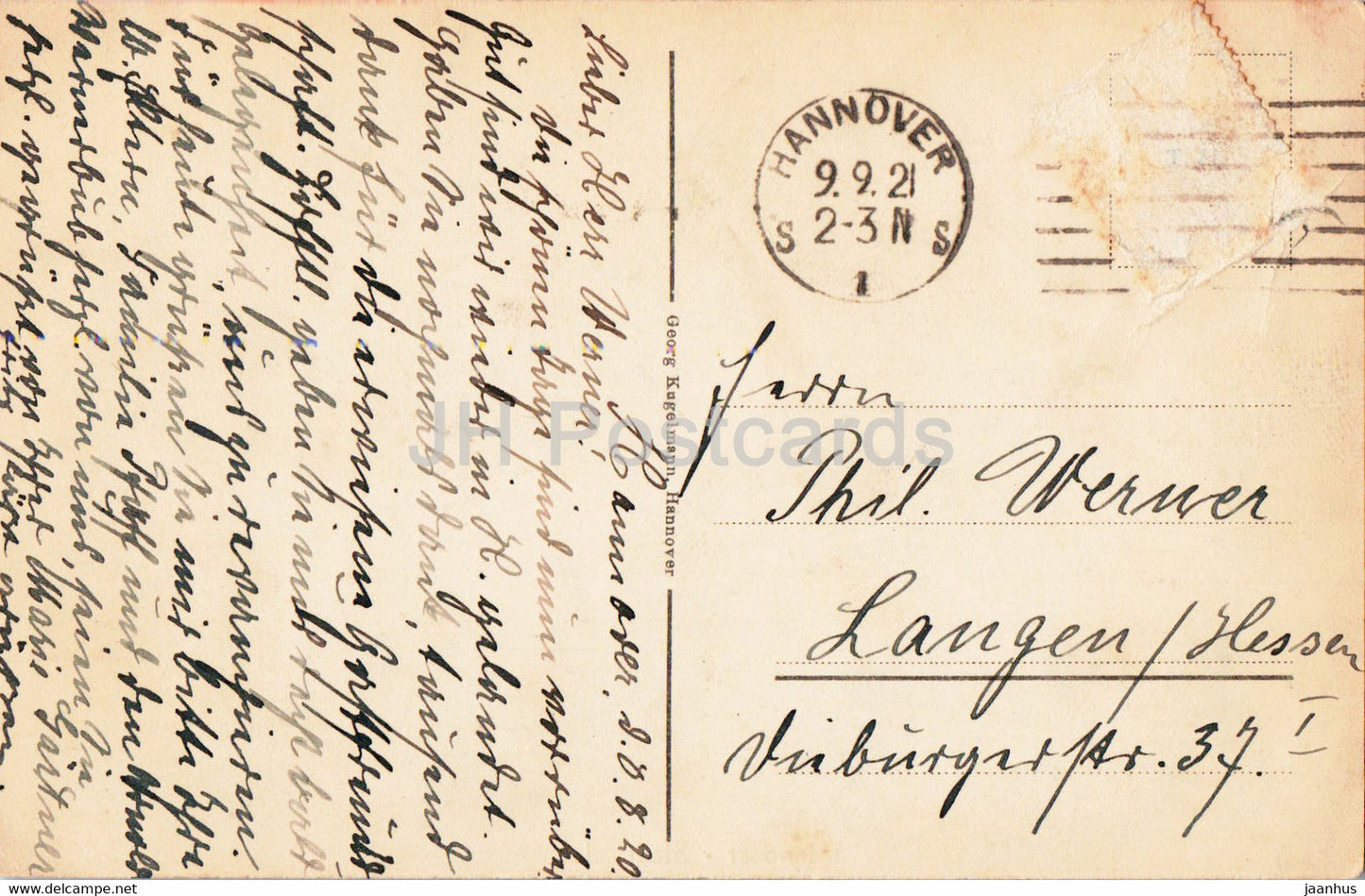 Hannover - Stadthalle - 1921 - alte Postkarte - Deutschland - gebraucht