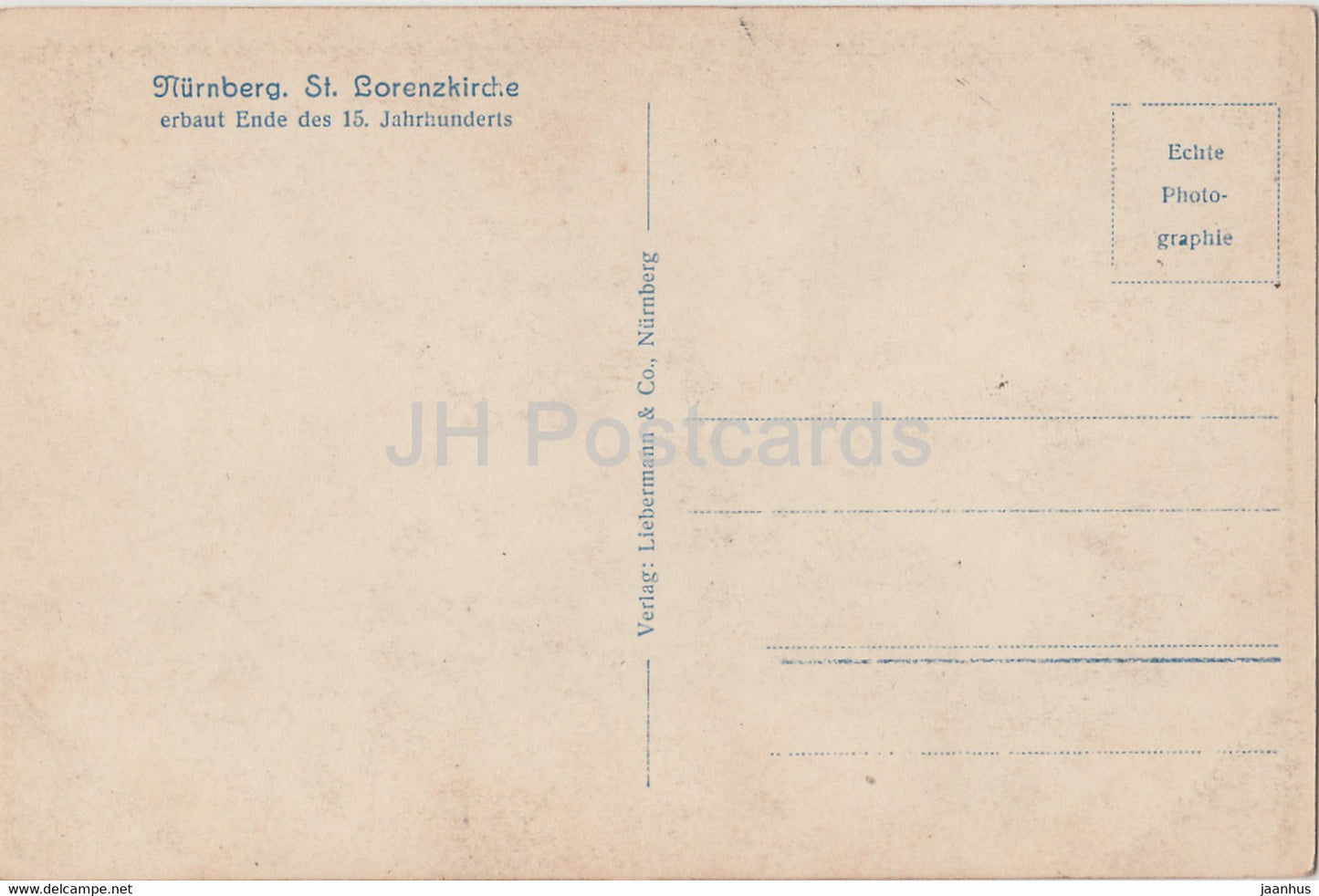 Nurnberg - Lorenzkirche erbaut Ende des 15 Jahrhunderts - church - old postcard - Germany - unused