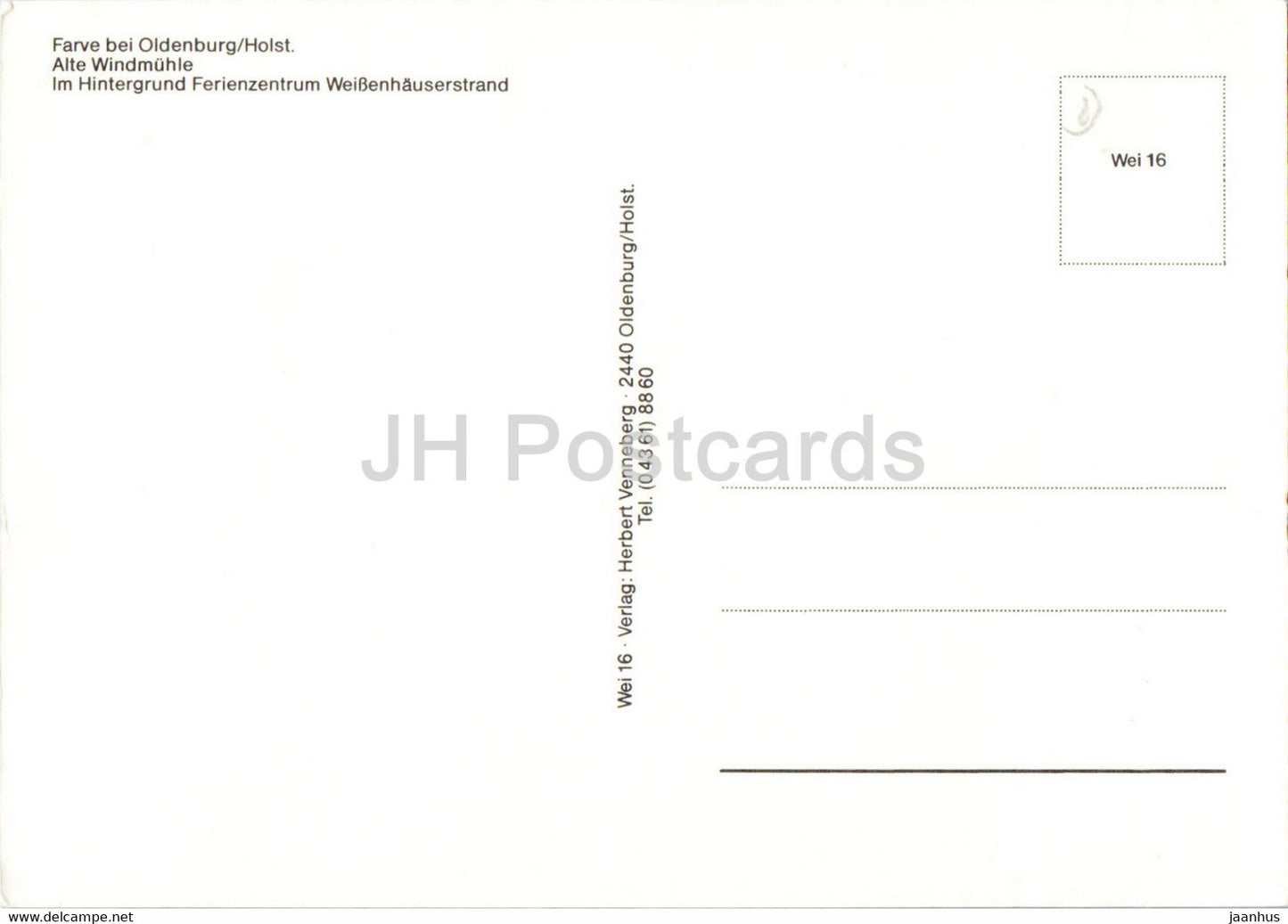 Farve bei Oldenburg - Alte Windmuhle - windmill - Germany - unused