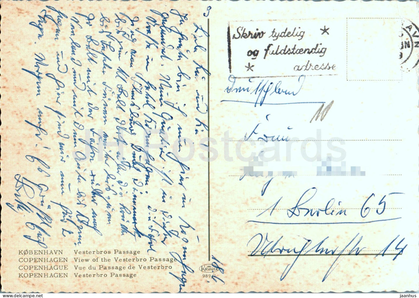 Copenhague - Kobenhavn - Passage Vesterbro - tram - hôtel Astoria - 989/1 - Danemark - utilisé