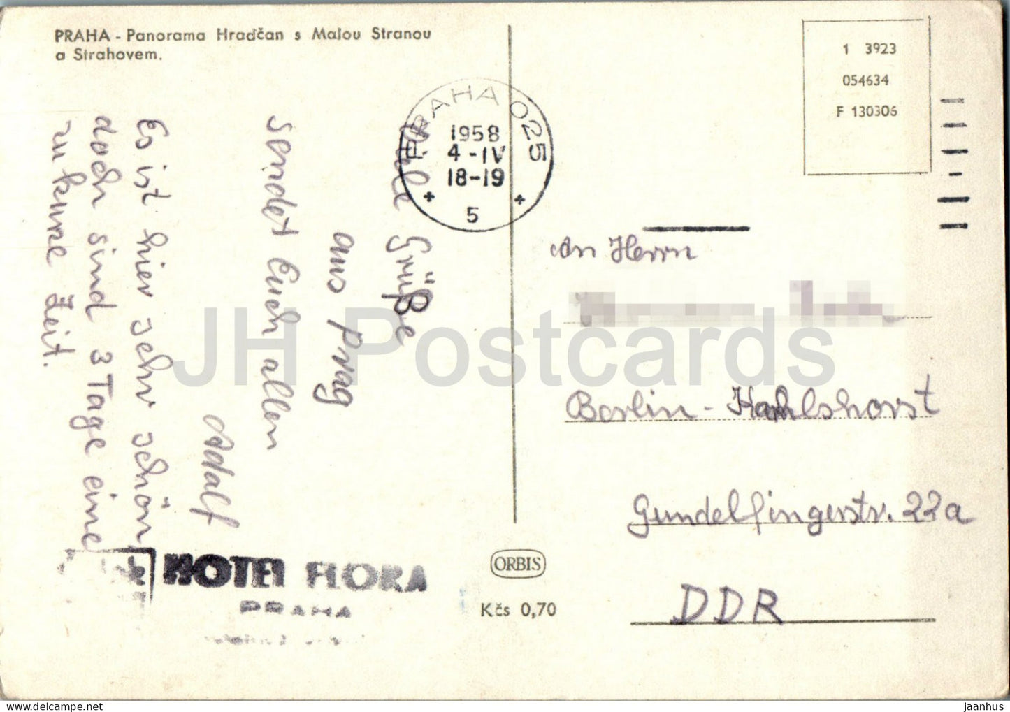 Praha - Prague - Panorama Hradcan s Malou Stranou - 1958 - carte postale ancienne - République tchèque - Tchécoslovaquie - utilisé