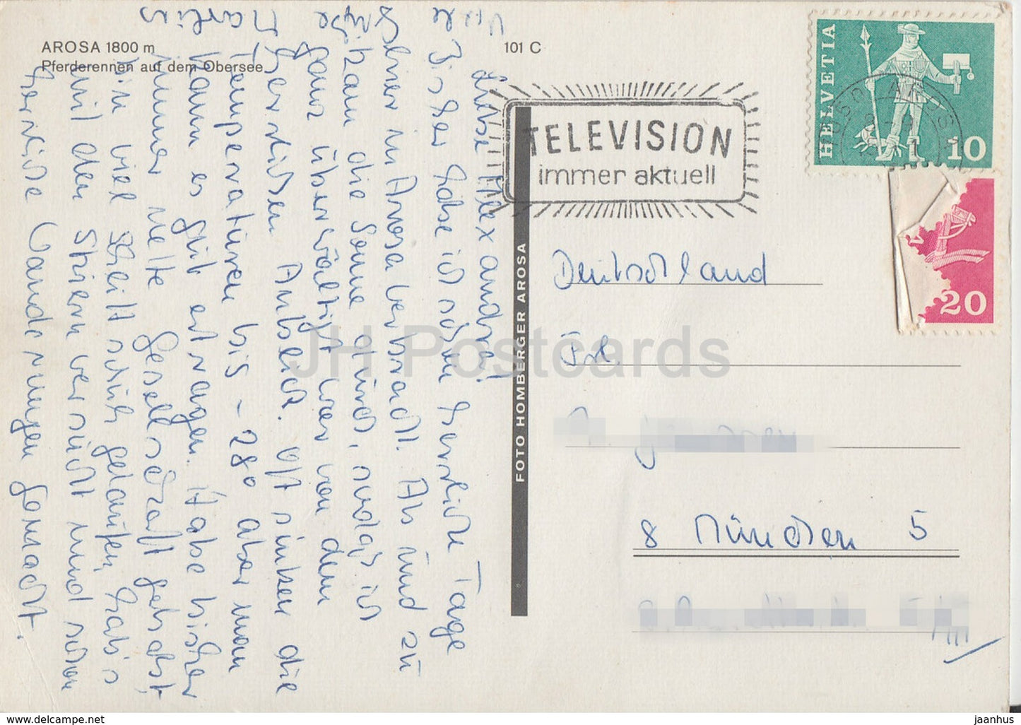 Arosa 1800 m - Pferderennen aud dem Obersee - horse race - Switzerland - used