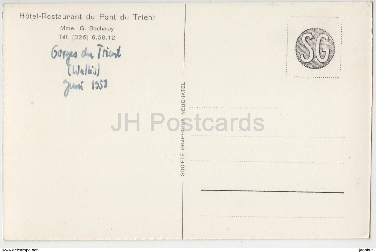 Gorges du Trient - hotel restaurant du Pont du Trient - 7498 - Switzerland - 1958 - used