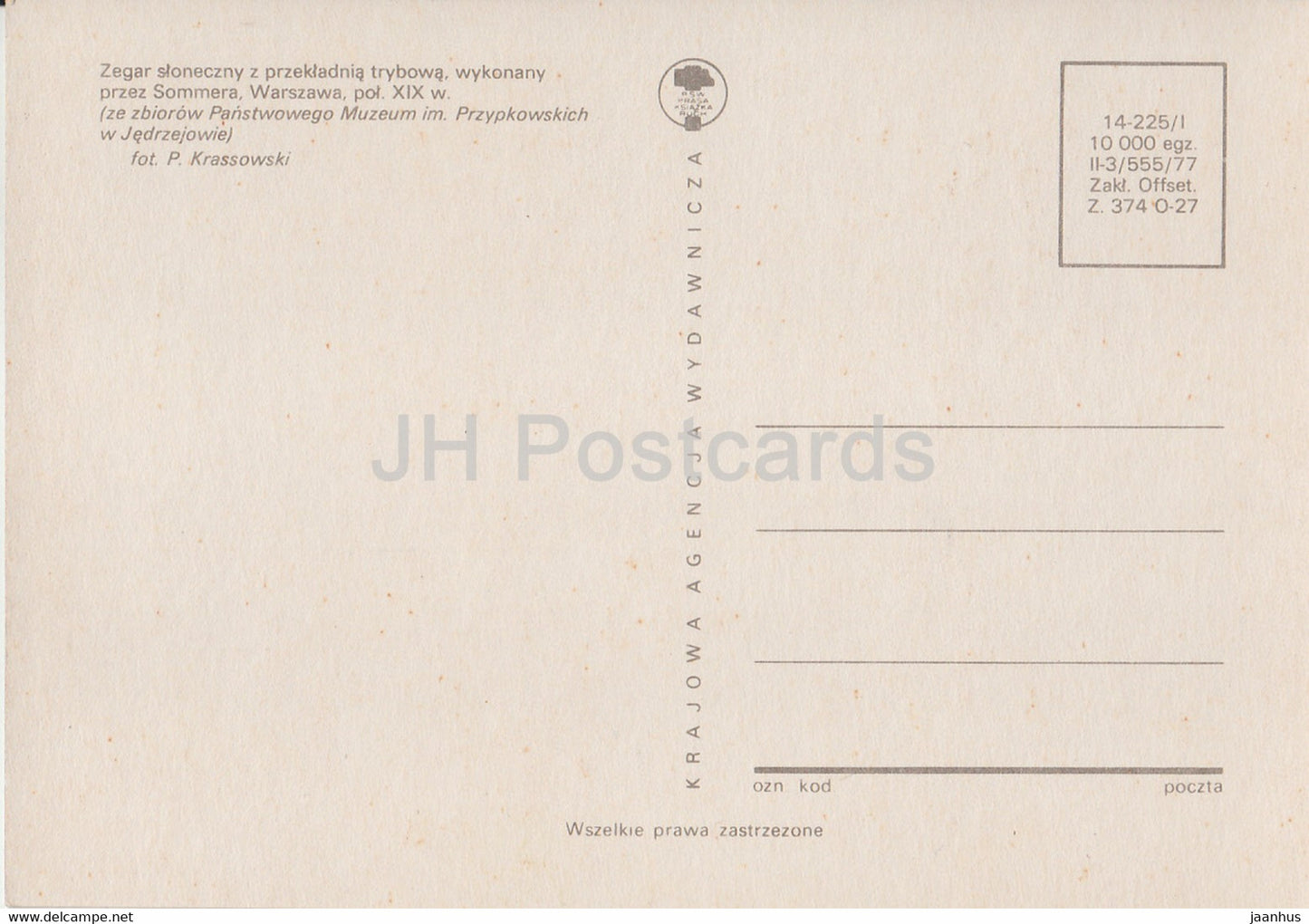 Zegar sloneczny z przekladnia trybowa - Cadran solaire avec mode engrenage - Pologne - inutilisé