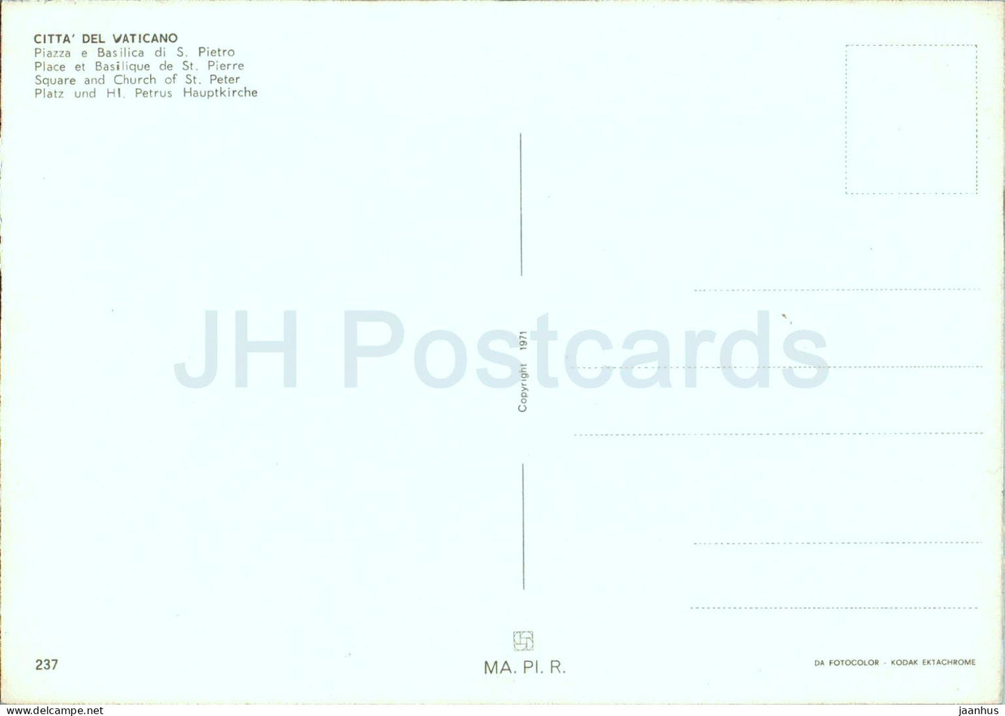 Citta del Vaticano - Piazza e Basilica di S Pietro - Platz und Kirche St. Peter - 237 - Italien - Vatikan - unbenutzt