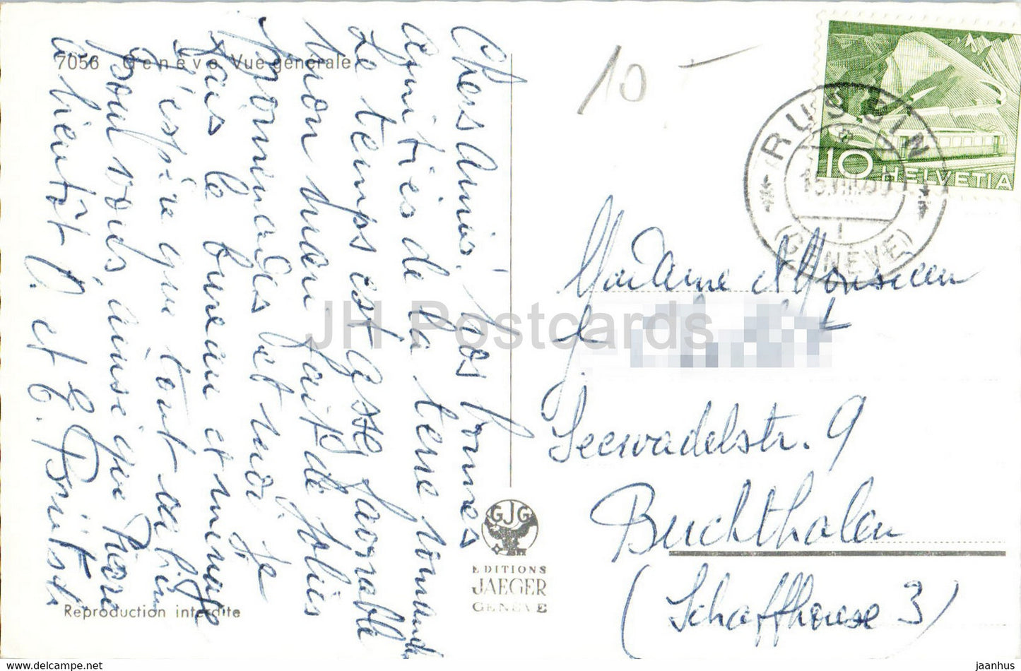 Geneva - Geneve - Vue Generale - ship - 7056 - old postcard - Switzerland - used