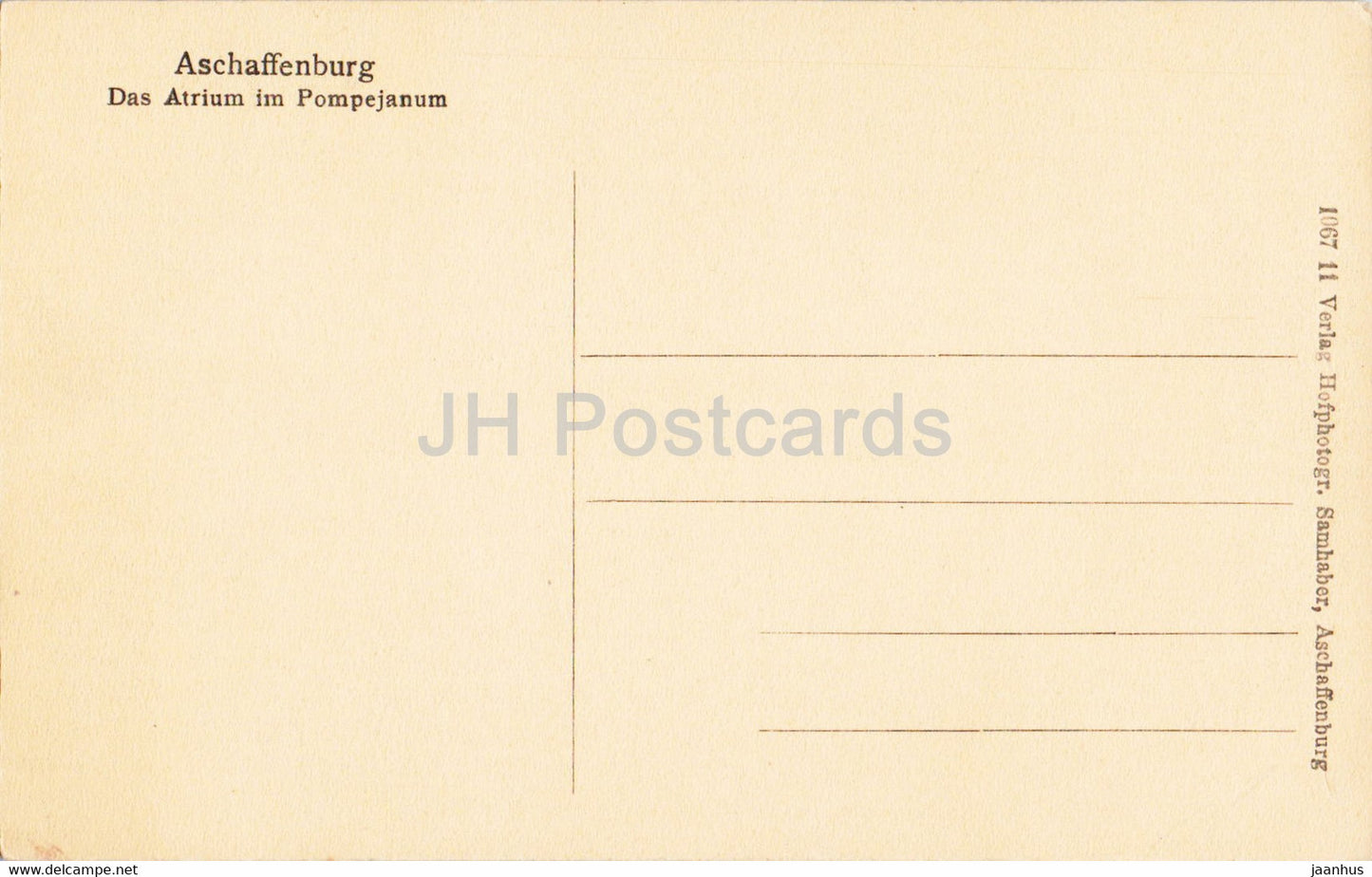 Aschaffenburg - Das Atrium im Pompejanum - carte postale ancienne - Allemagne - inutilisée