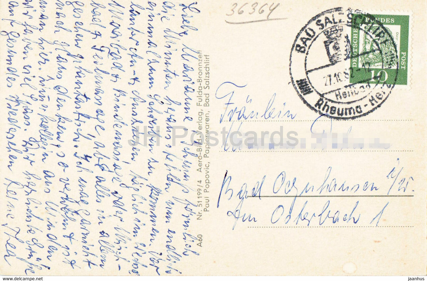 Bad Salzschlirf - Mariengrotte - Badehof - Taubenhauschen - alte Ansichtskarte - Deutschland - gebraucht