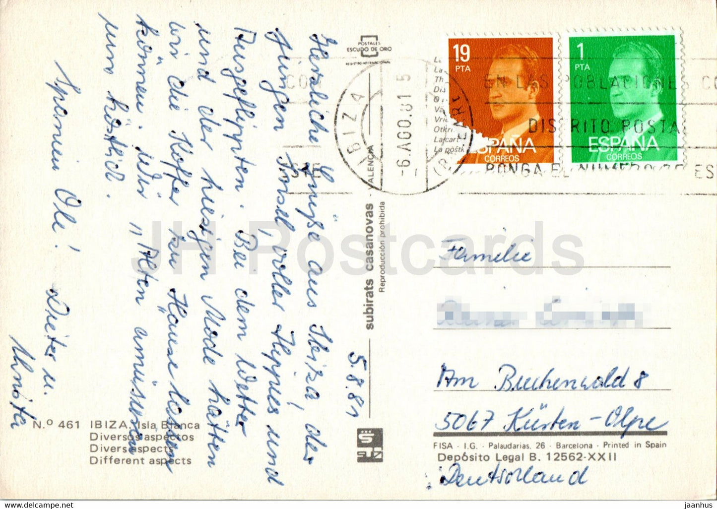 Ibiza - Isla Blanca - Diversos Aspectos - carte - multiview - 461 - 1981 - Espagne - utilisé