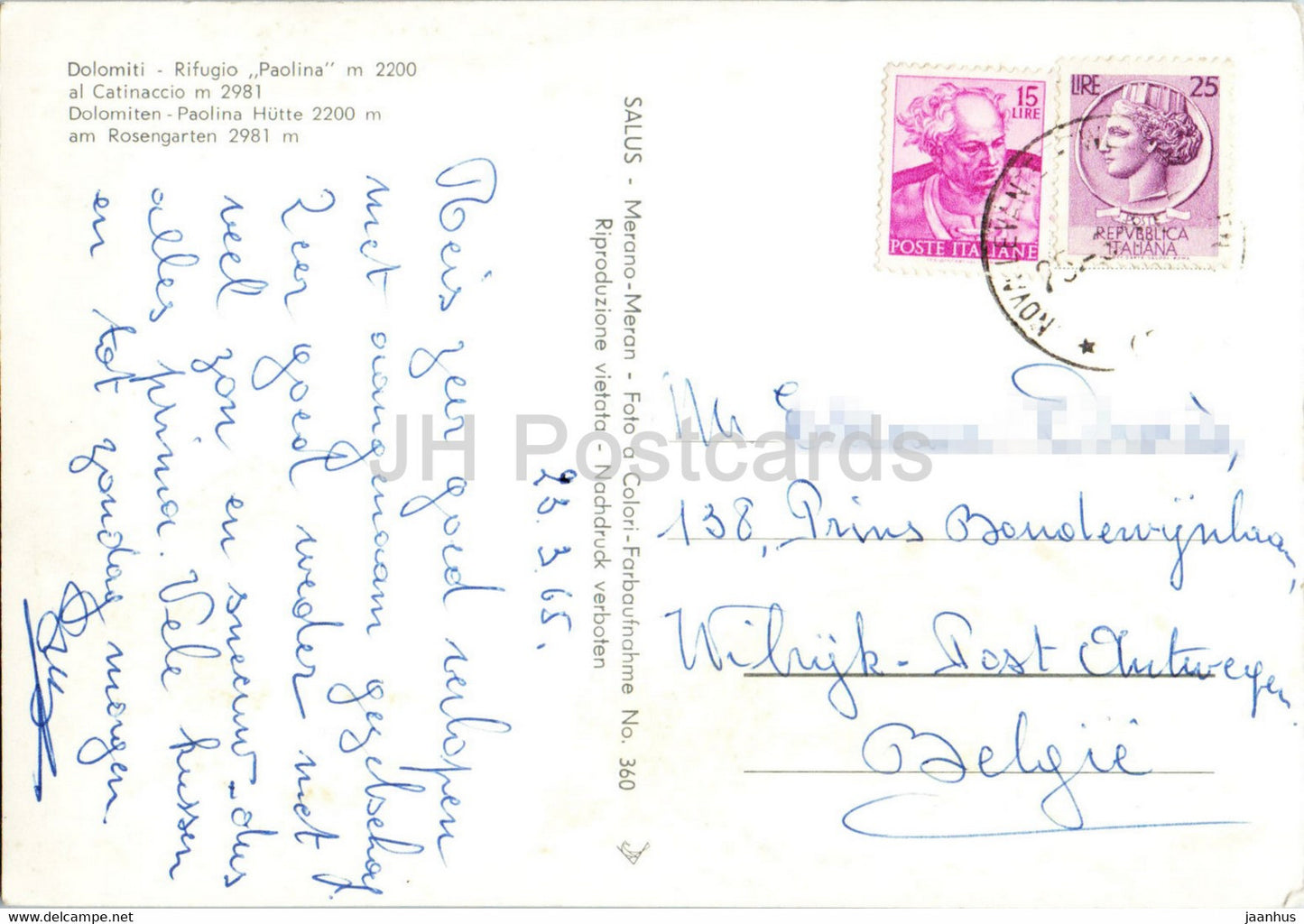 Dolomiti - Rifugio Paolina - Rosengartenhütte - Alpinski - 1965 - Italien - gebraucht