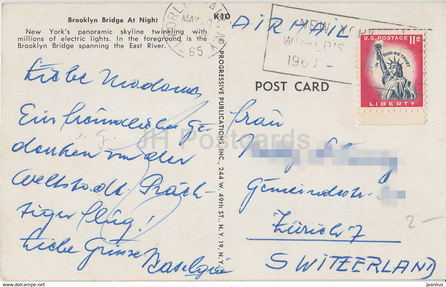 New York City - Brooklyn Bridge at Night - 1965 - USA - used