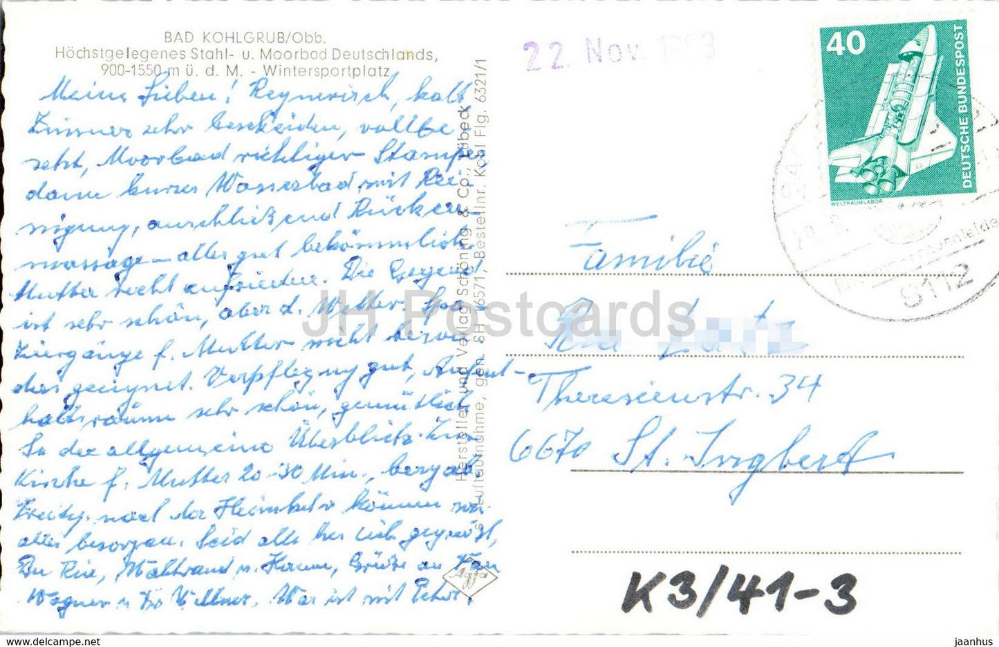 Bad Kohlgrub - Wintersportplatz - old postcard - Germany - used