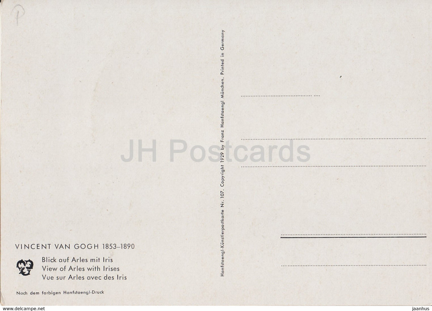 painting by Vincent van Gogh - Blick auf Arles mit Iris - View of Arles with Irises - Dutch art - Germany - unused