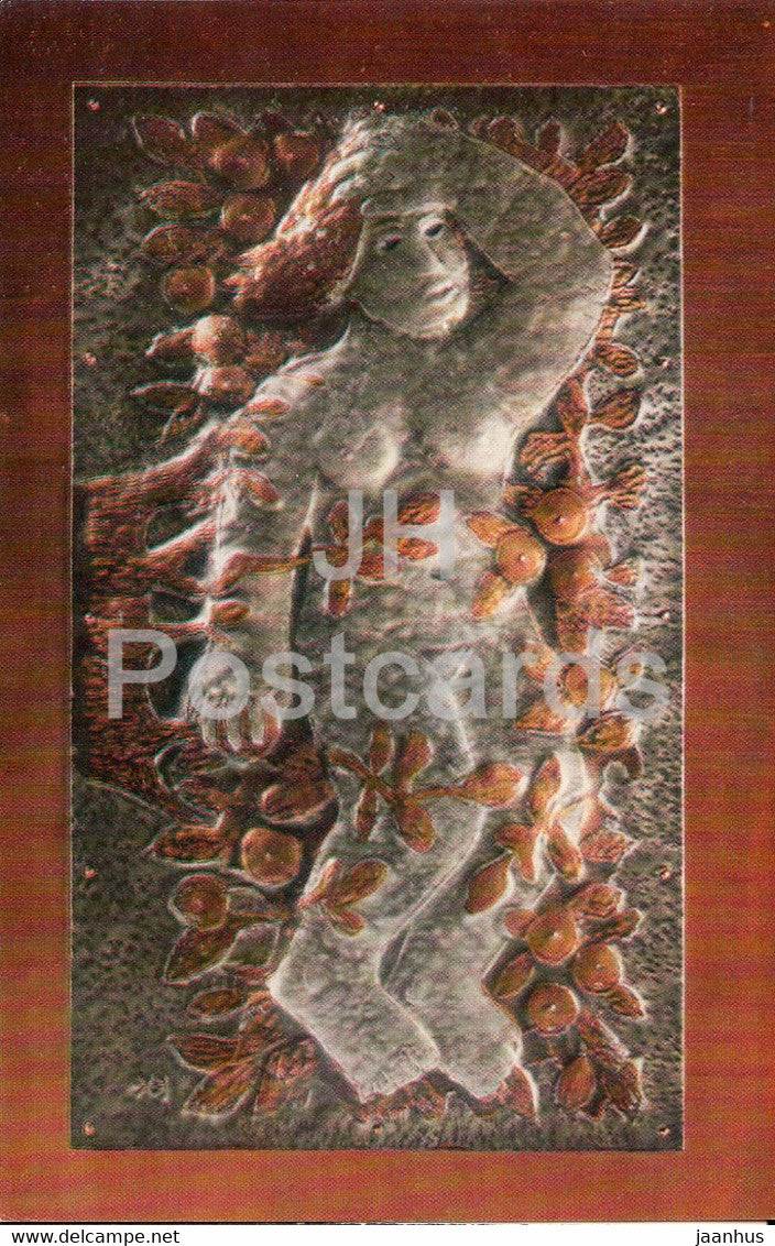 Decorative Plaque Noon by S. Raunam - Metalwork and Stamped Leather from Estonia - 1978 - Russia USSR - unused - JH Postcards