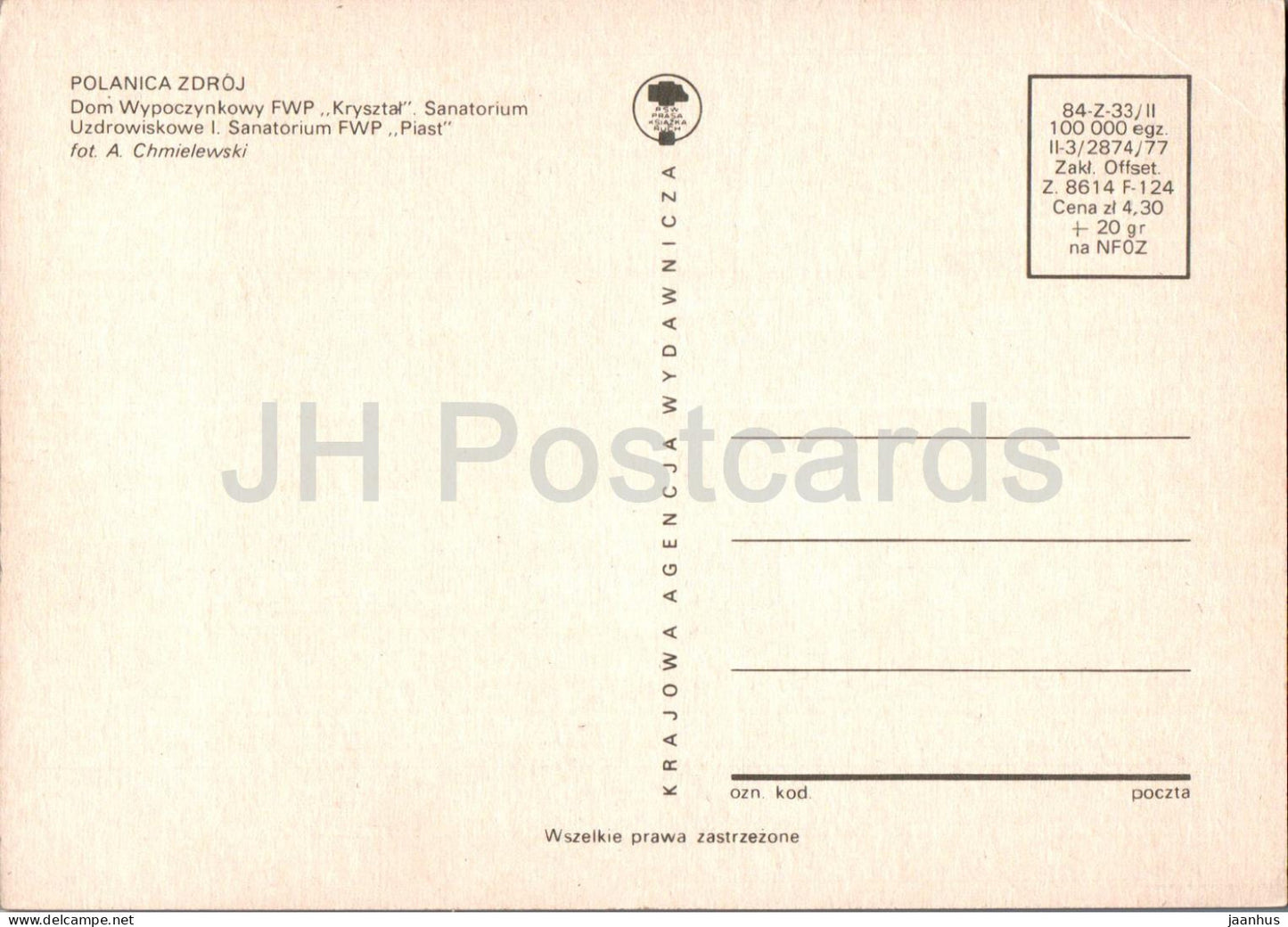 Polanica Zdroj - Dom Wypoczynkowy FWP Krysztal - Sanatorium Piast - Ferienhaus - Multiview - Polen - unbenutzt