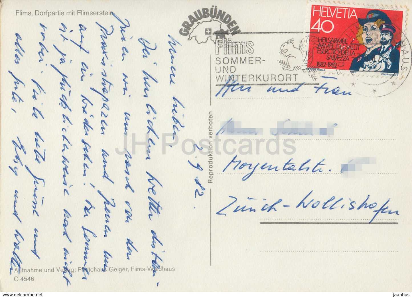 Flims - Dorfpartie mit Flimserstein - 1982 - Switzerland - used