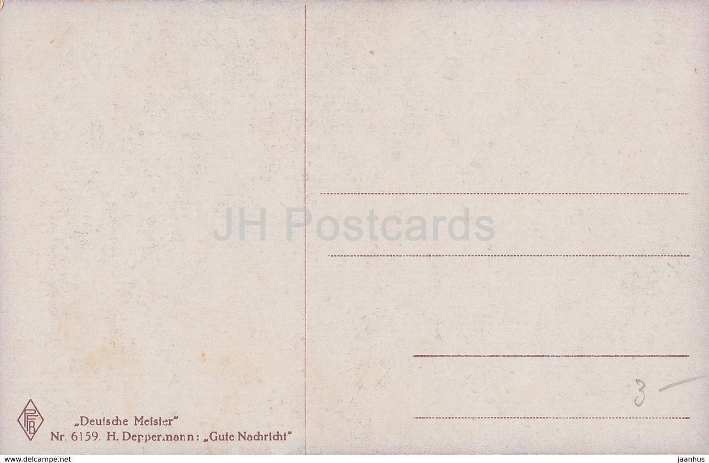 peinture d'Henriette Deppermann - Gute Nachricht - Deutsche Meister - 6159 - Art allemand - carte postale ancienne Allemagne - inutilisé