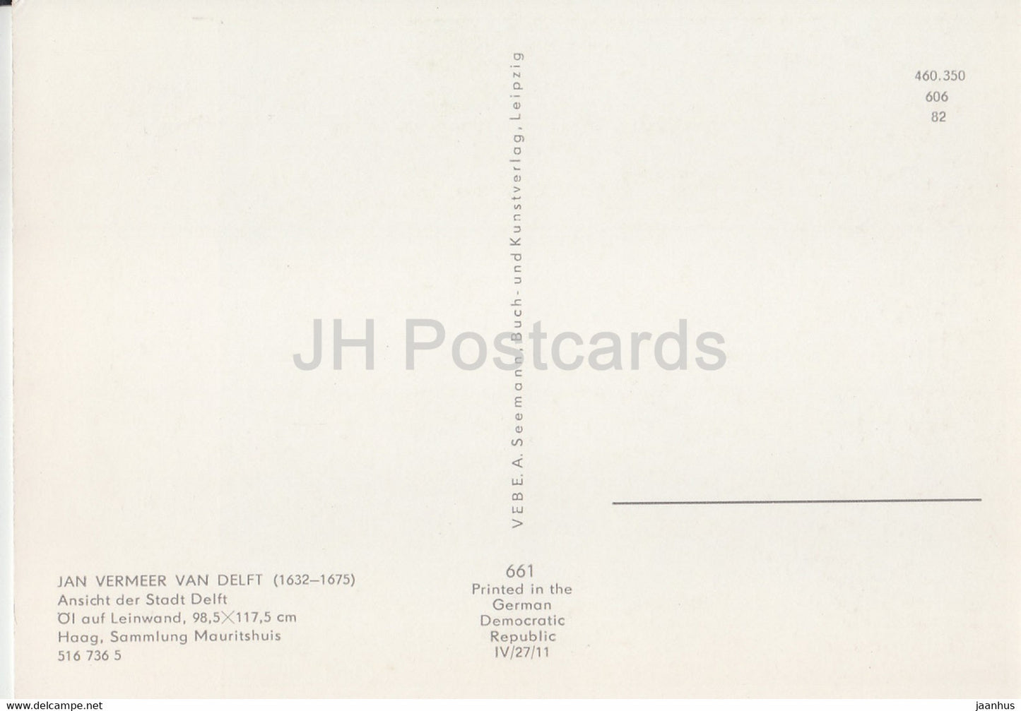 painting by Vermeer van Delft - Ansicht der Stadt Delft - Dutch art - Germany DDR - unused