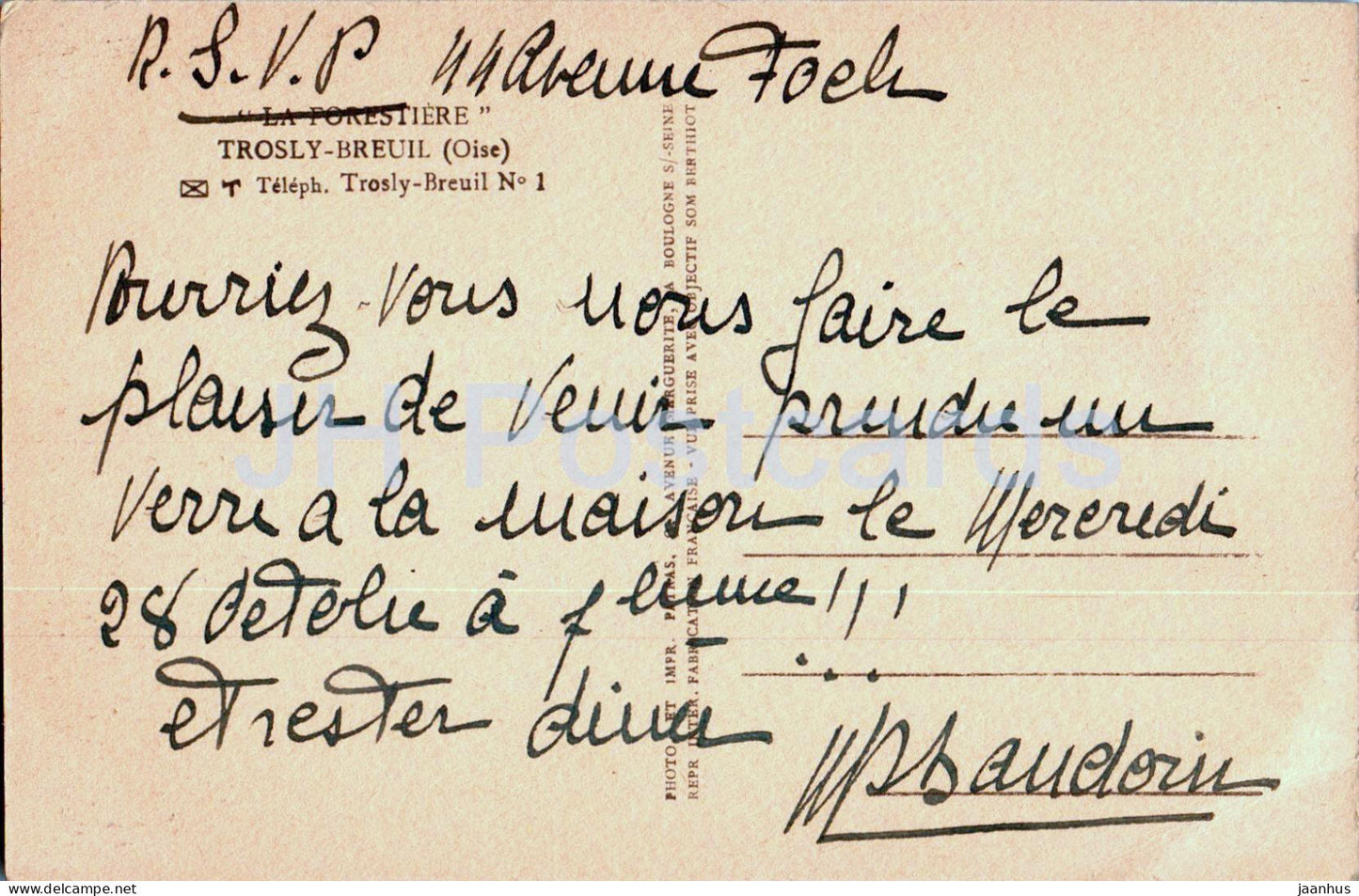 La Forestiere - Trosly Breuil - alte Postkarte - Frankreich - gebraucht