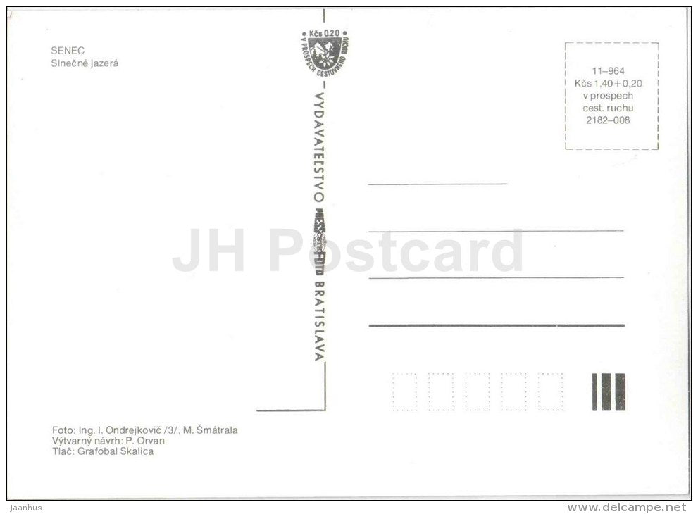 Senec - Slnecne lakes - beach - sailing boat - surfing - Czechoslovakia - Slovakia - unused - JH Postcards