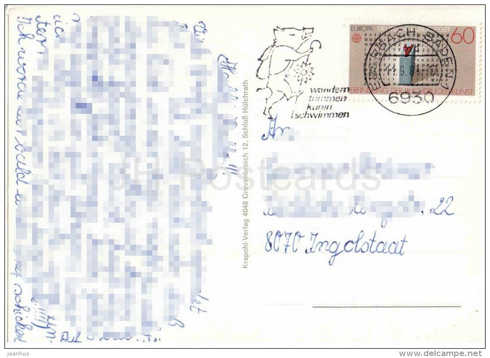 Eberbach - Pfarrhof - Wasserspiele - Am Pulverturm - Kurhaus - EUROPA CEPT - Germany - 1984 gelaufen - JH Postcards