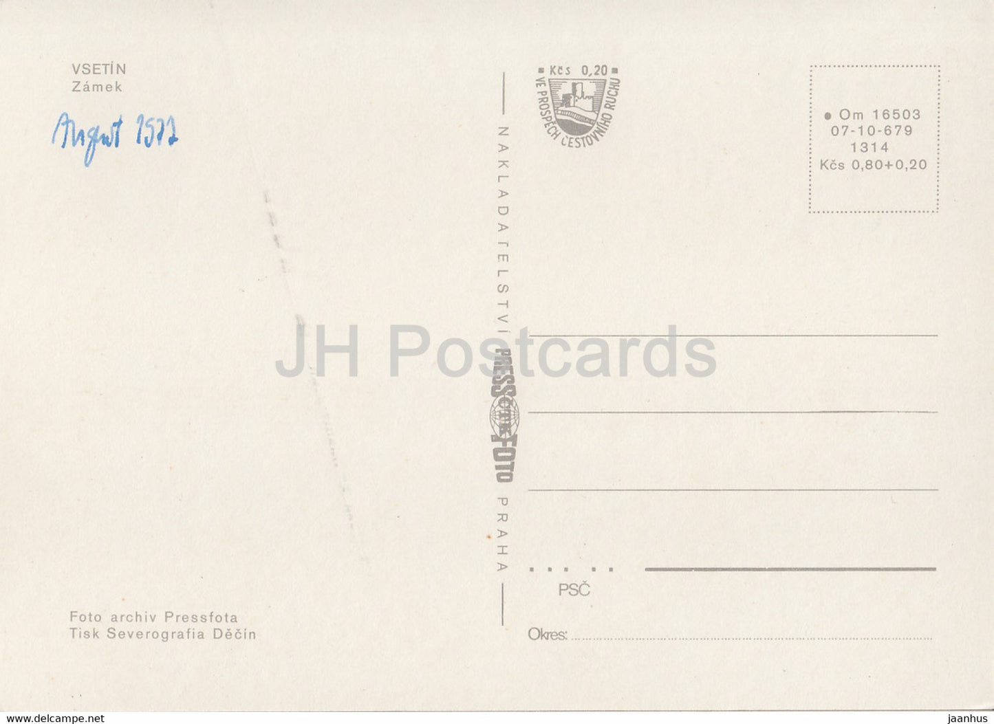 Vsetin - Zamek - Schloss - 1977 - Tschechische Republik - gebraucht
