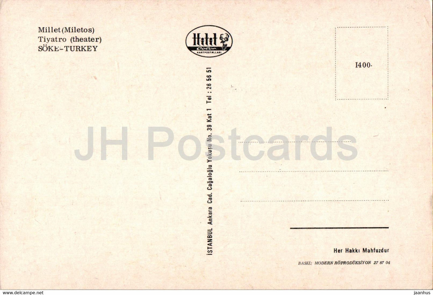 Millet - Miletos - theatre - Soke - 1400 - Turkey - unused