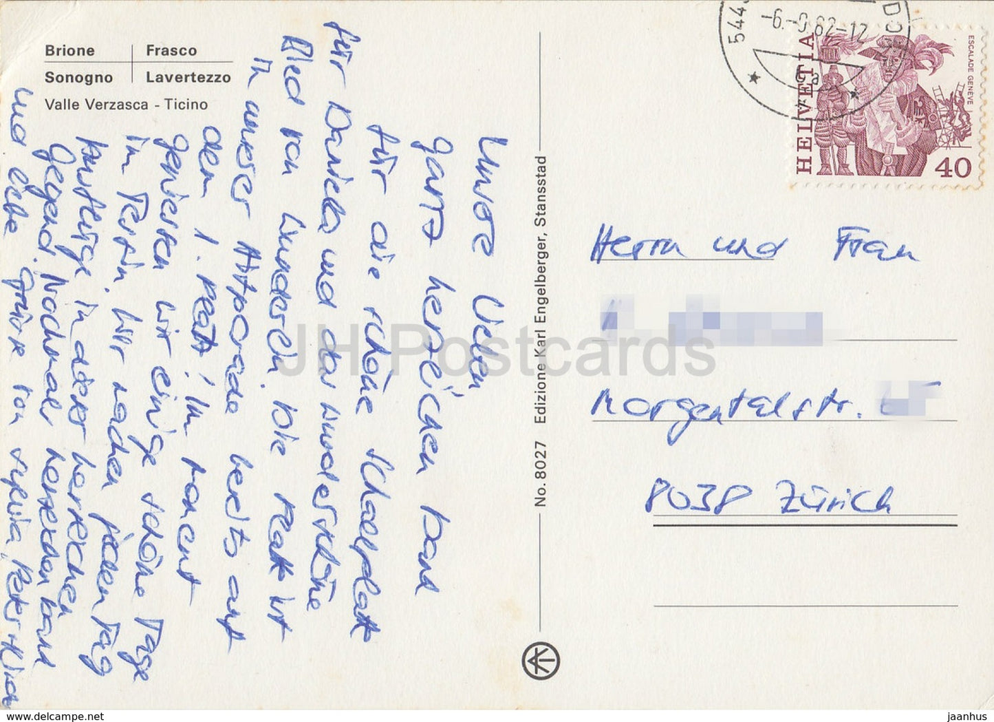 Valle Verzasca - Brione - Frasco - Sonogno - Lavertezzo - 8027 - 1982 - Suisse - occasion