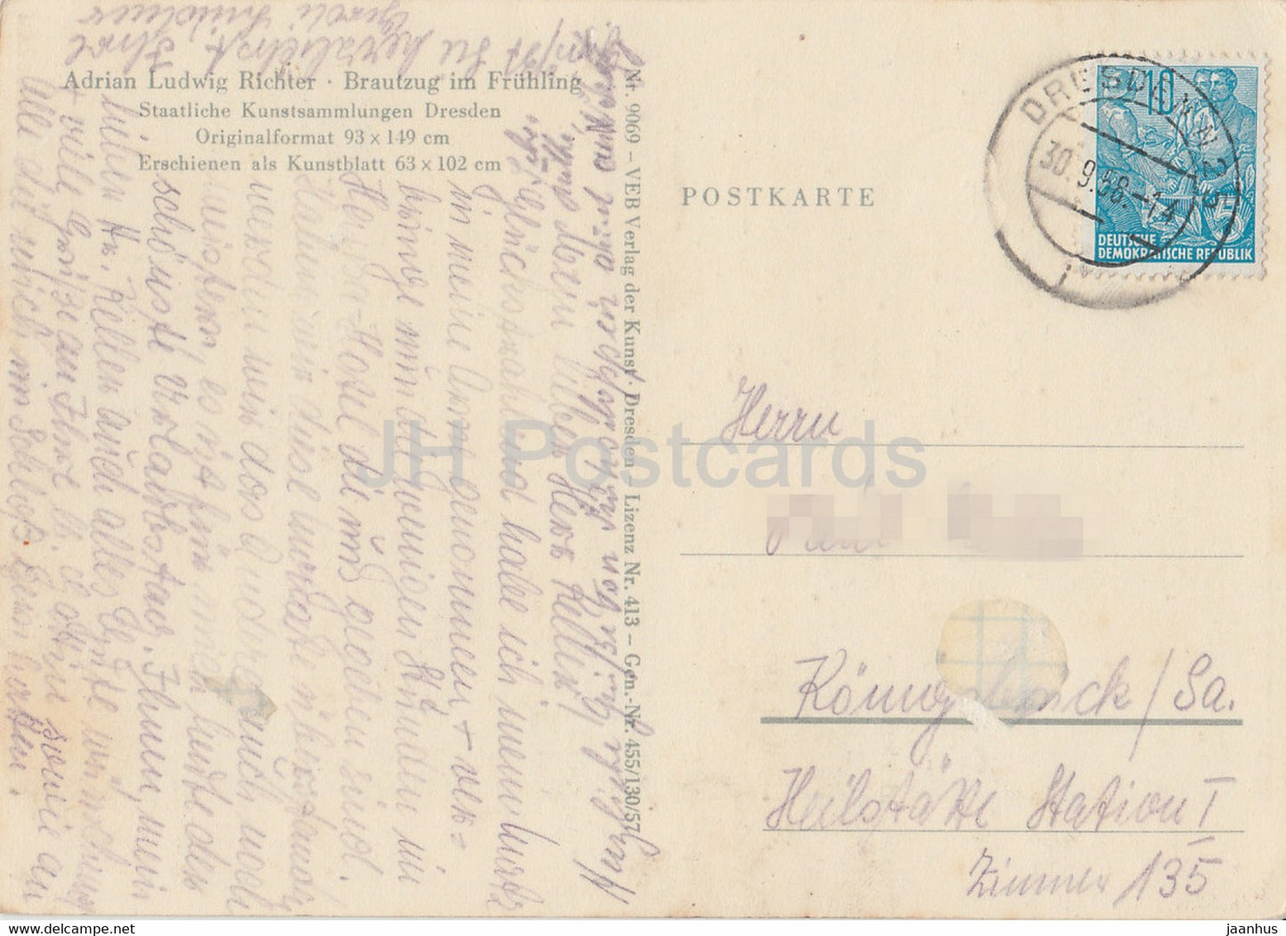 Gemälde von Ludwig Richter – Brautzug im Frühling – Brautzug im Frühling – Deutsche Kunst – 1958 – Deutschland DDR – gebraucht