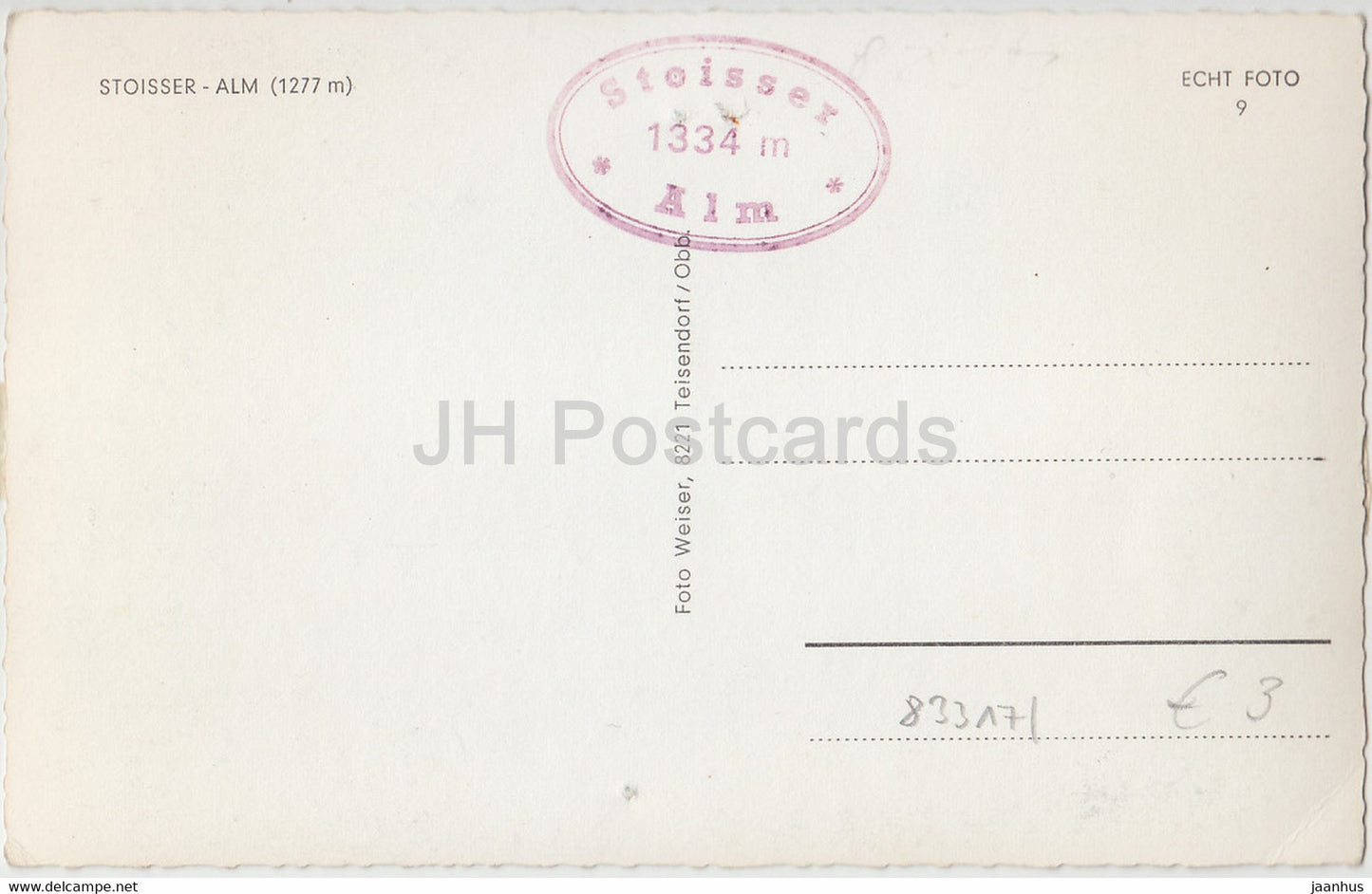 Gruss von der Stoisser Alm 1277 m - Allemagne - inutilisé