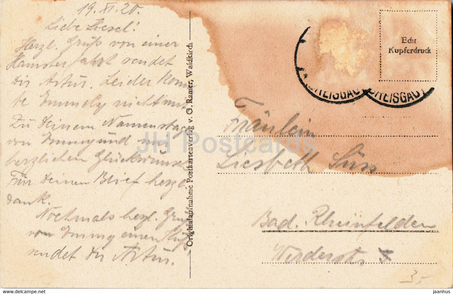 Waldkirch - carte postale ancienne - 1920 - Allemagne - utilisé