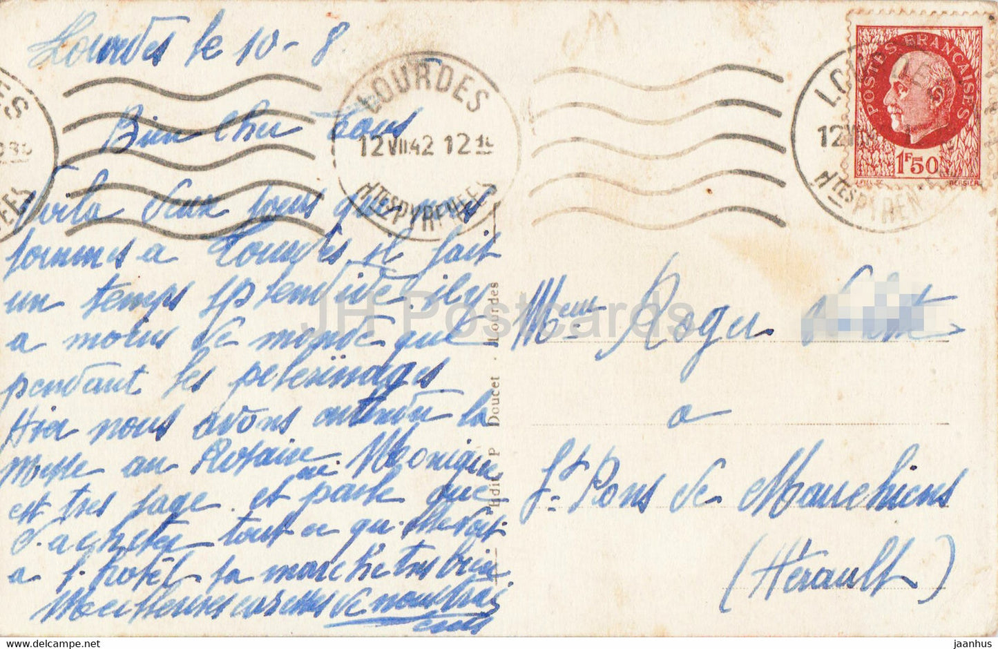 Lourdes - La Basilique et les Piscines - 34 - old postcard - 1942 - France - used