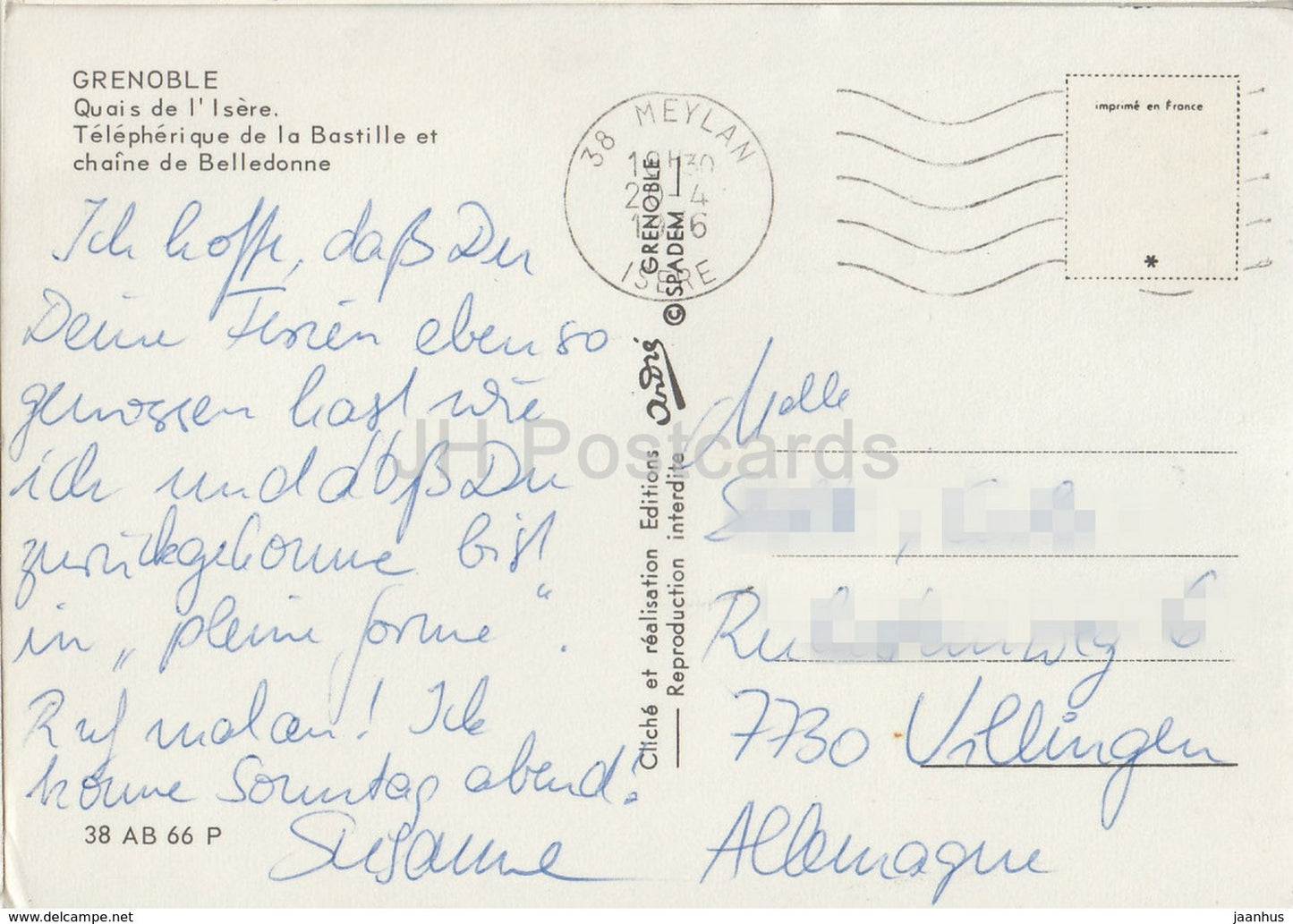 Grenoble - Quais de l'Isere - Seilbahn - Frankreich - 1976 - gebraucht