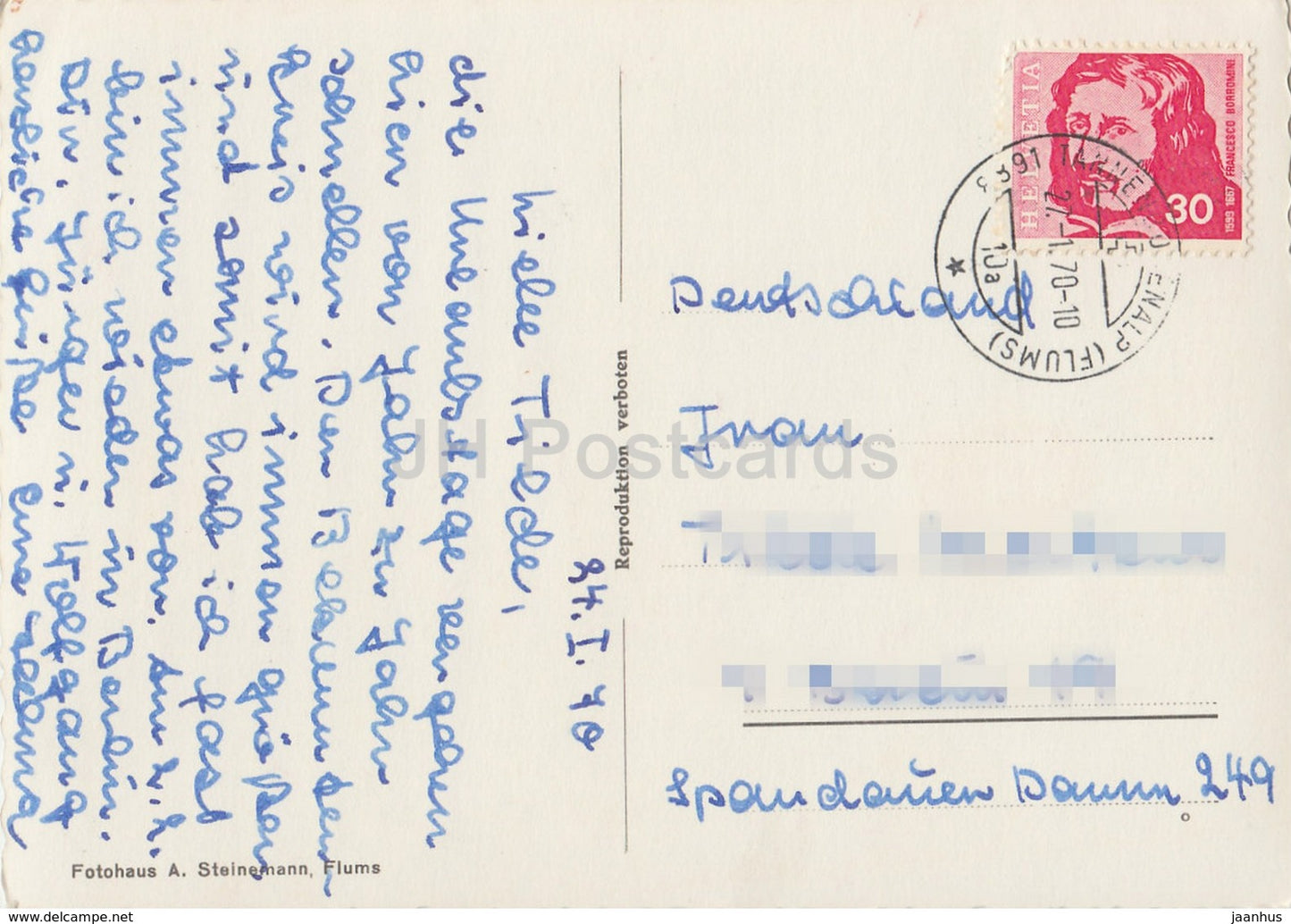 Unterterzen St. G. - church - boat - cable car - multiview - Switzerland - 1970 - used