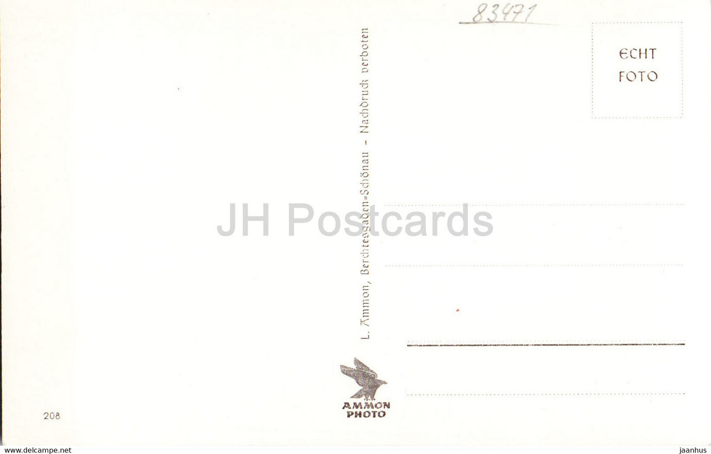 Obersee mit Teufelshorner - boat - old postcard - Germany - unused