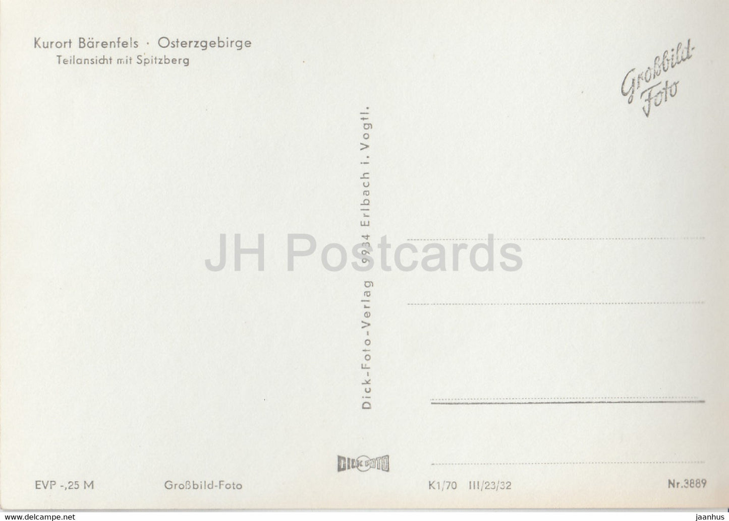 Kurort Barenfels - Osterzgebirge - Teilansicht mit Spitzberg - Germany DDR - unused