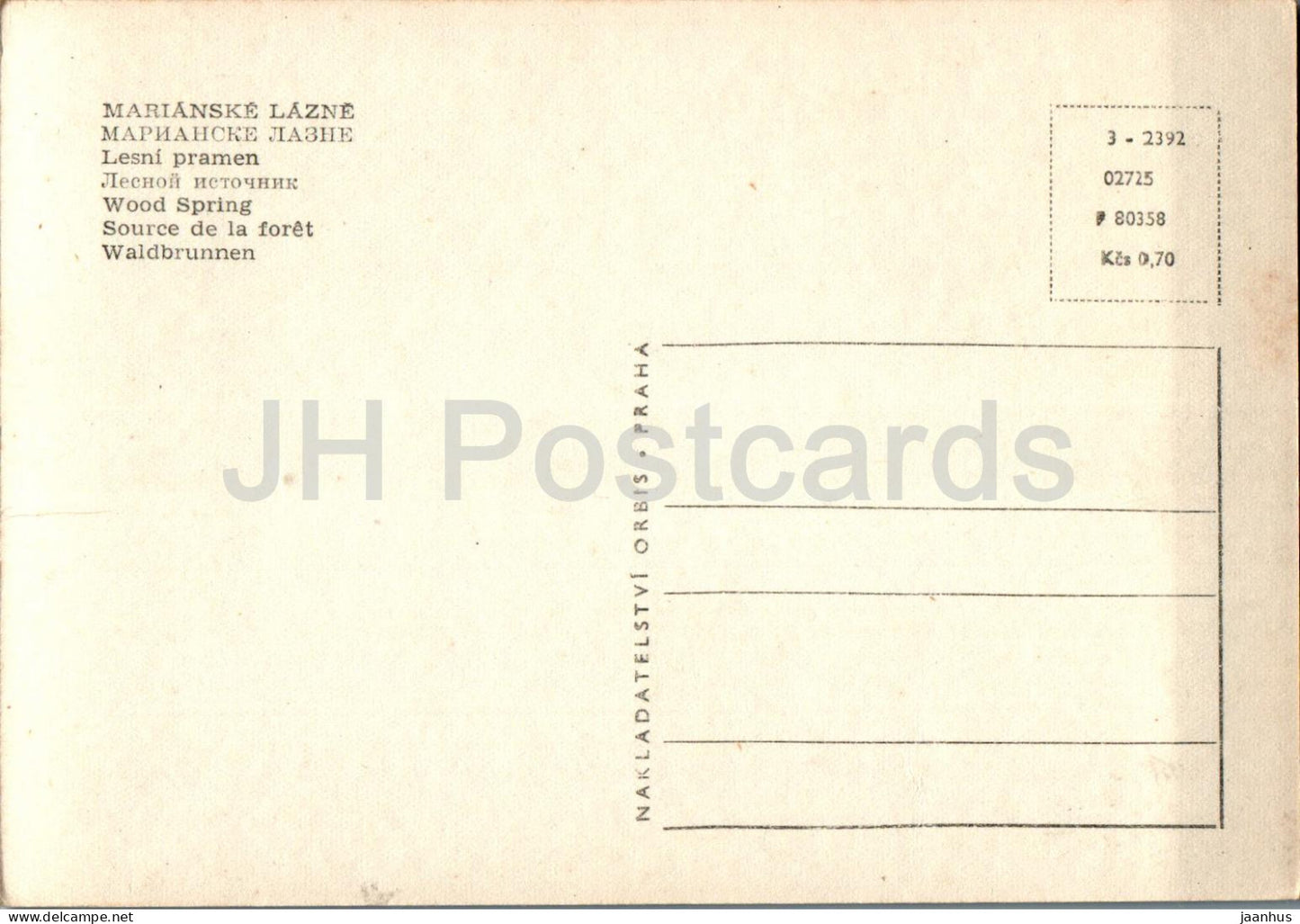 Marianske Lazne - Lesni pramen - Wood Spring -- République tchèque - Tchécoslovaquie - inutilisé