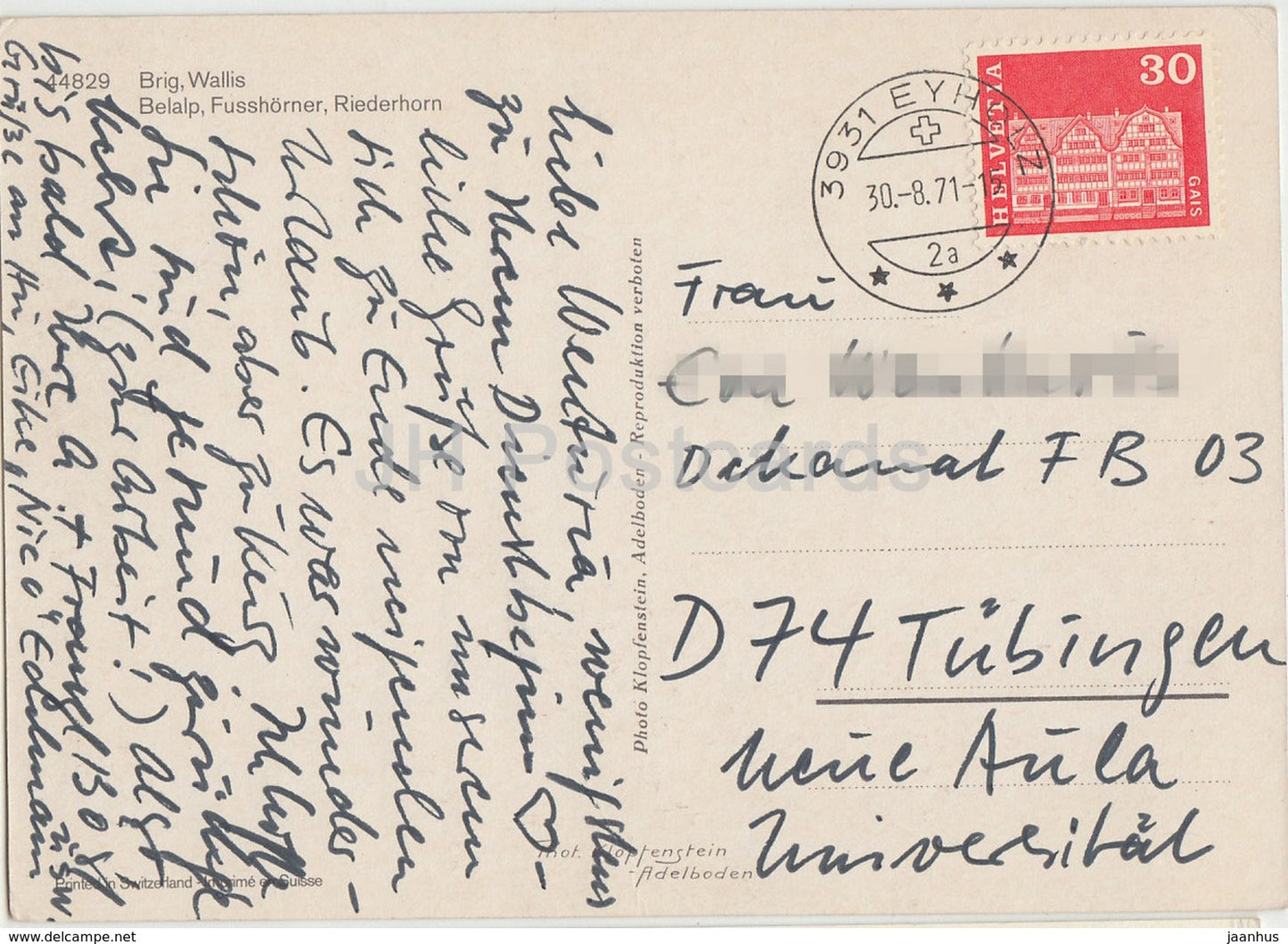 Brig - Wallis - Belalp - Fusshorner - Riederhorn - 1971 - Suisse - occasion